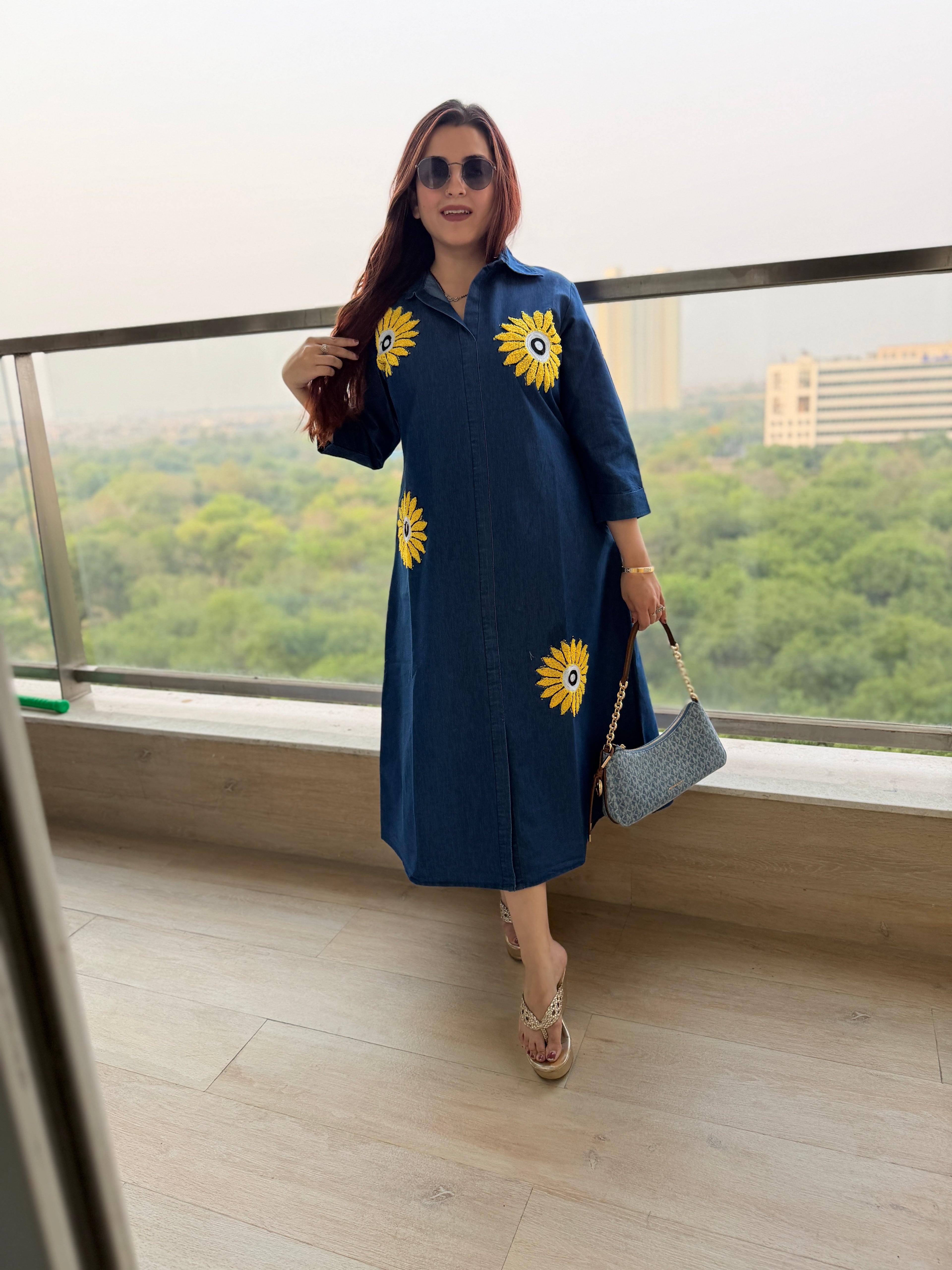Denim sunflower dress