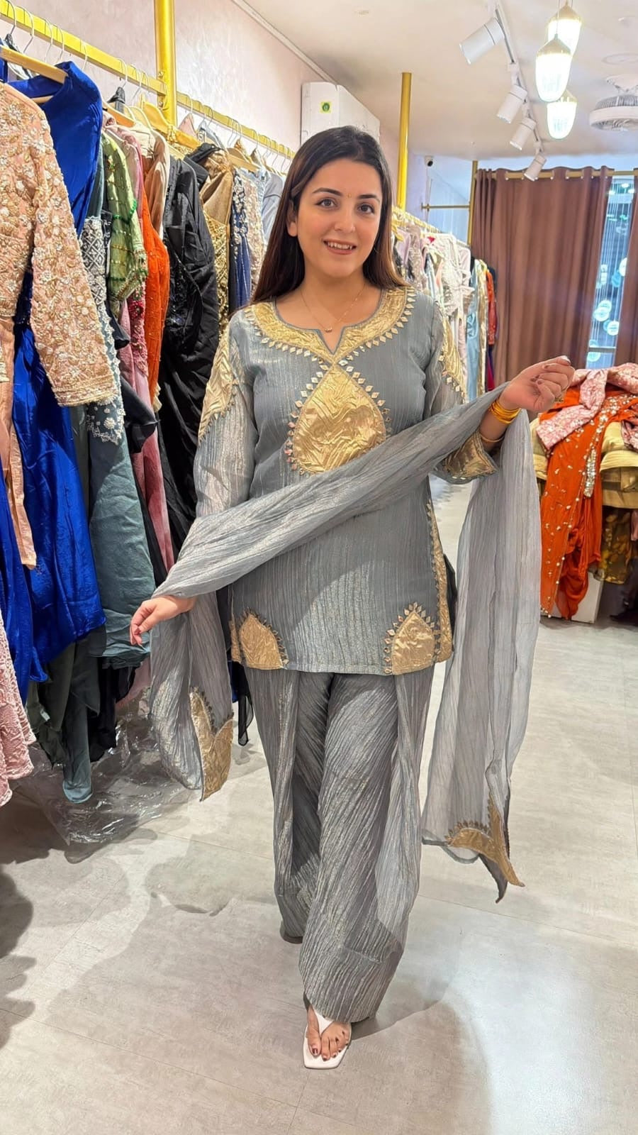 Gota Patti work Kurta–Pant Set with Dupatta