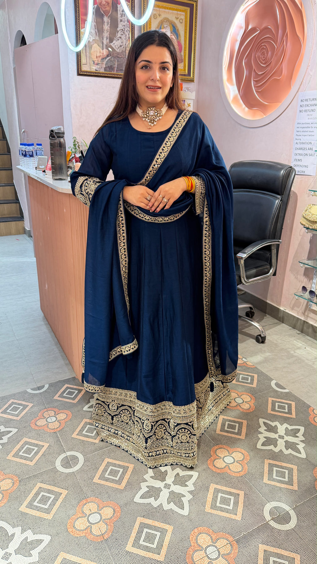 Floor-Length Anarkali Suit with Heavy Zari Border