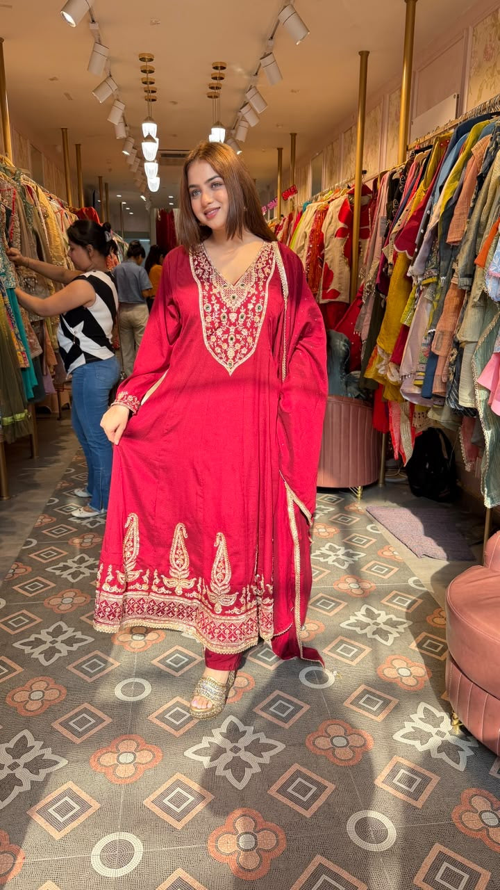 Anarkali Suit with Kashmiri-Inspired Embroidery