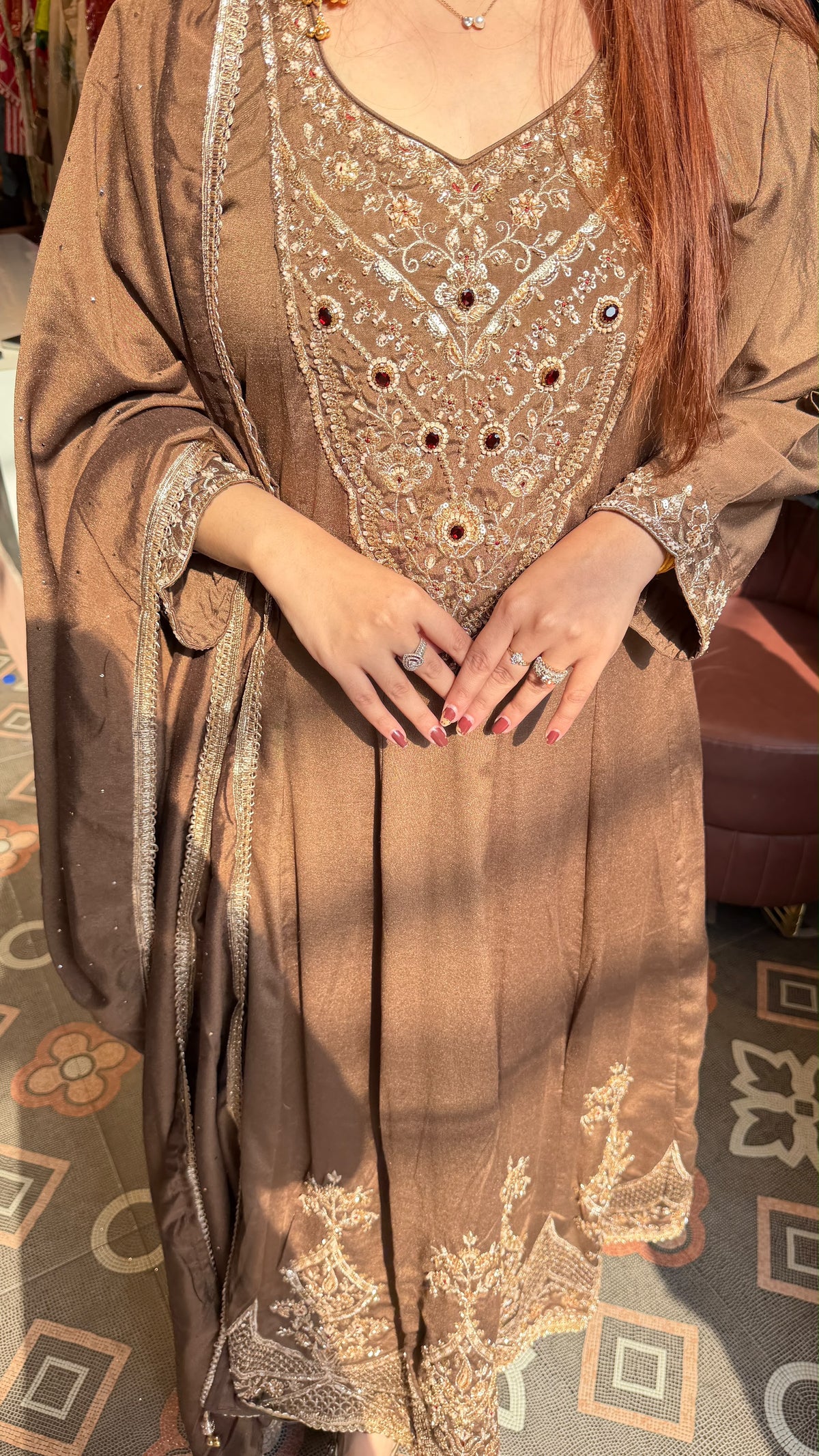 Anarkali Suit with Kashmiri-Inspired Embroidery