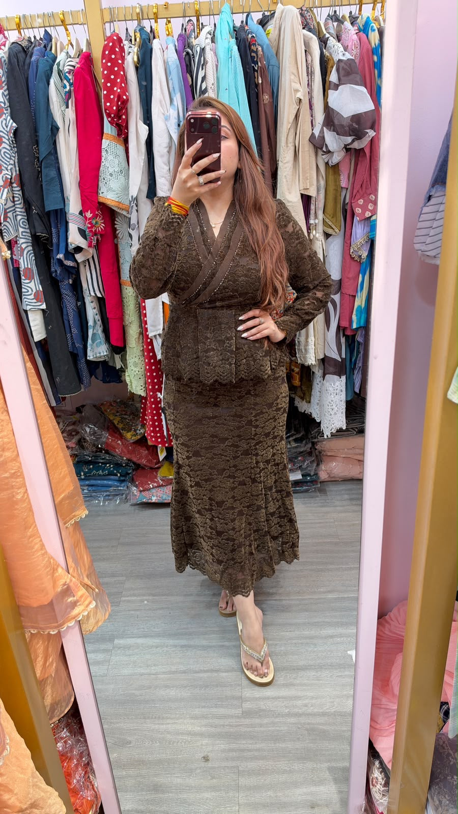 Elegant Lace Wrap-Style Maxi Dress