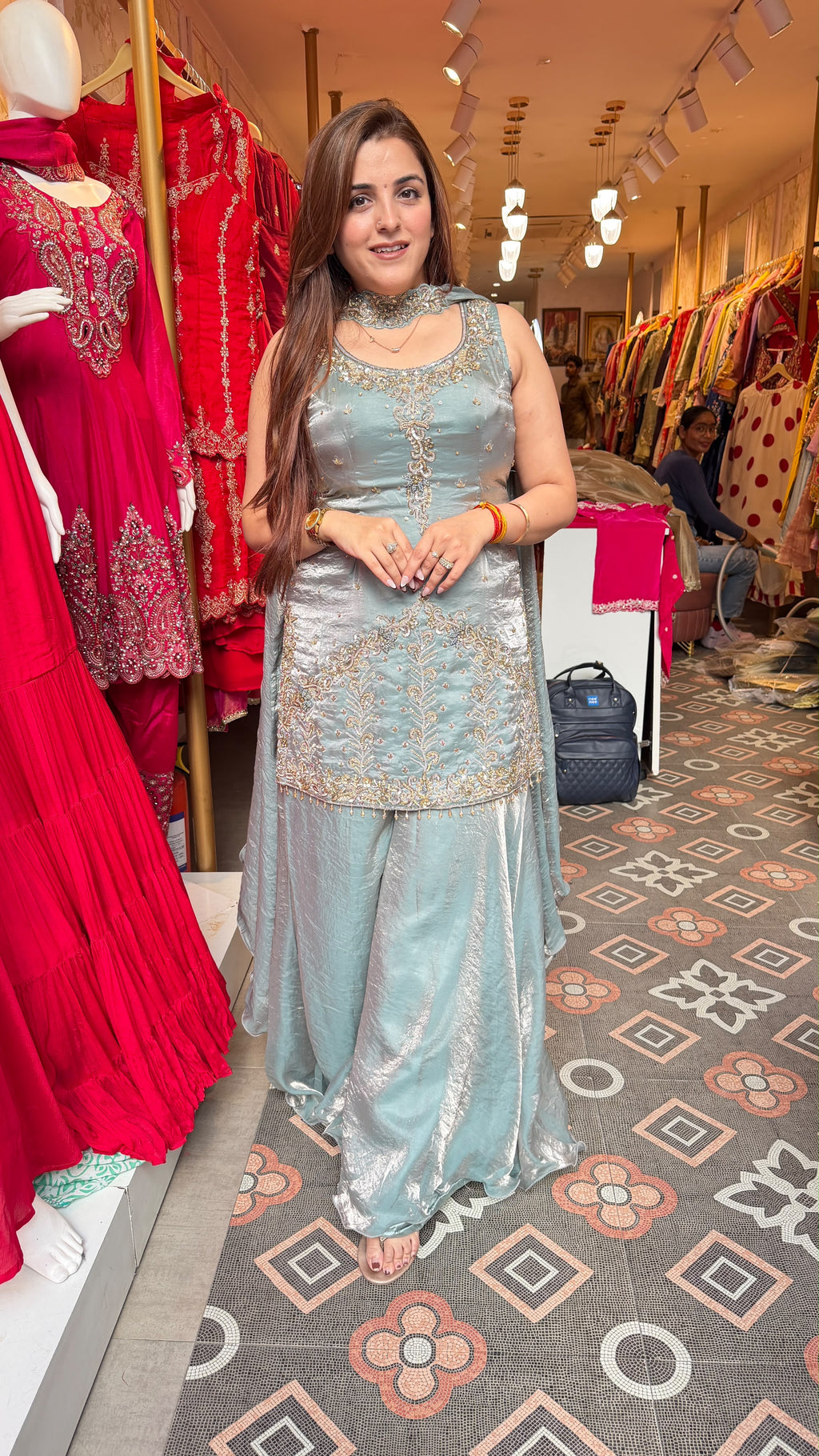 Contemporary sharara-style bottom Suit