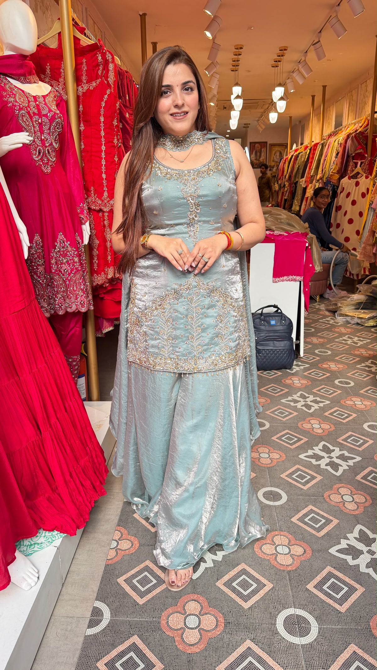 Contemporary sharara-style bottom Suit