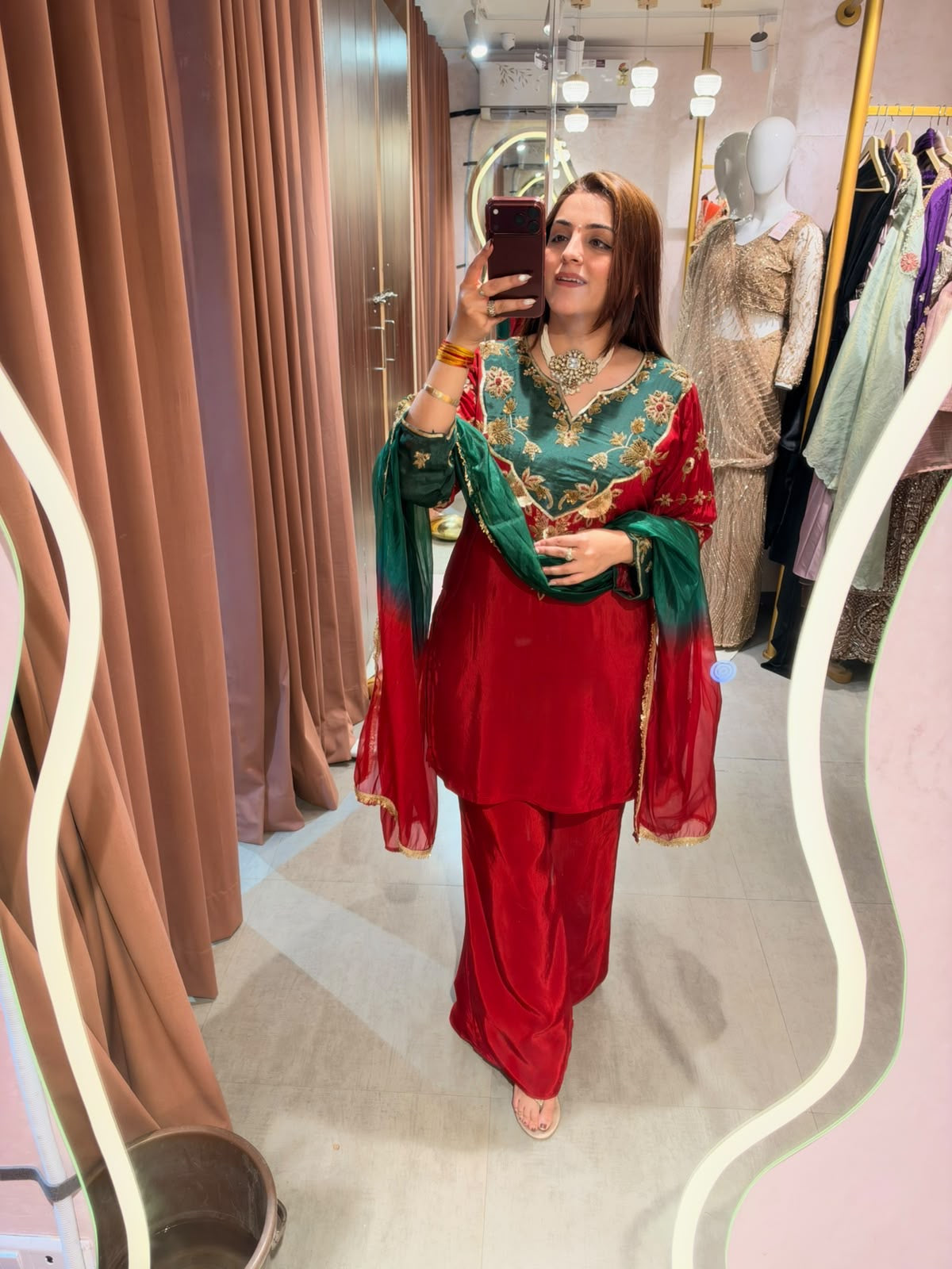 Embroidered Contrast Sharara Suit with Contrast Dupatta