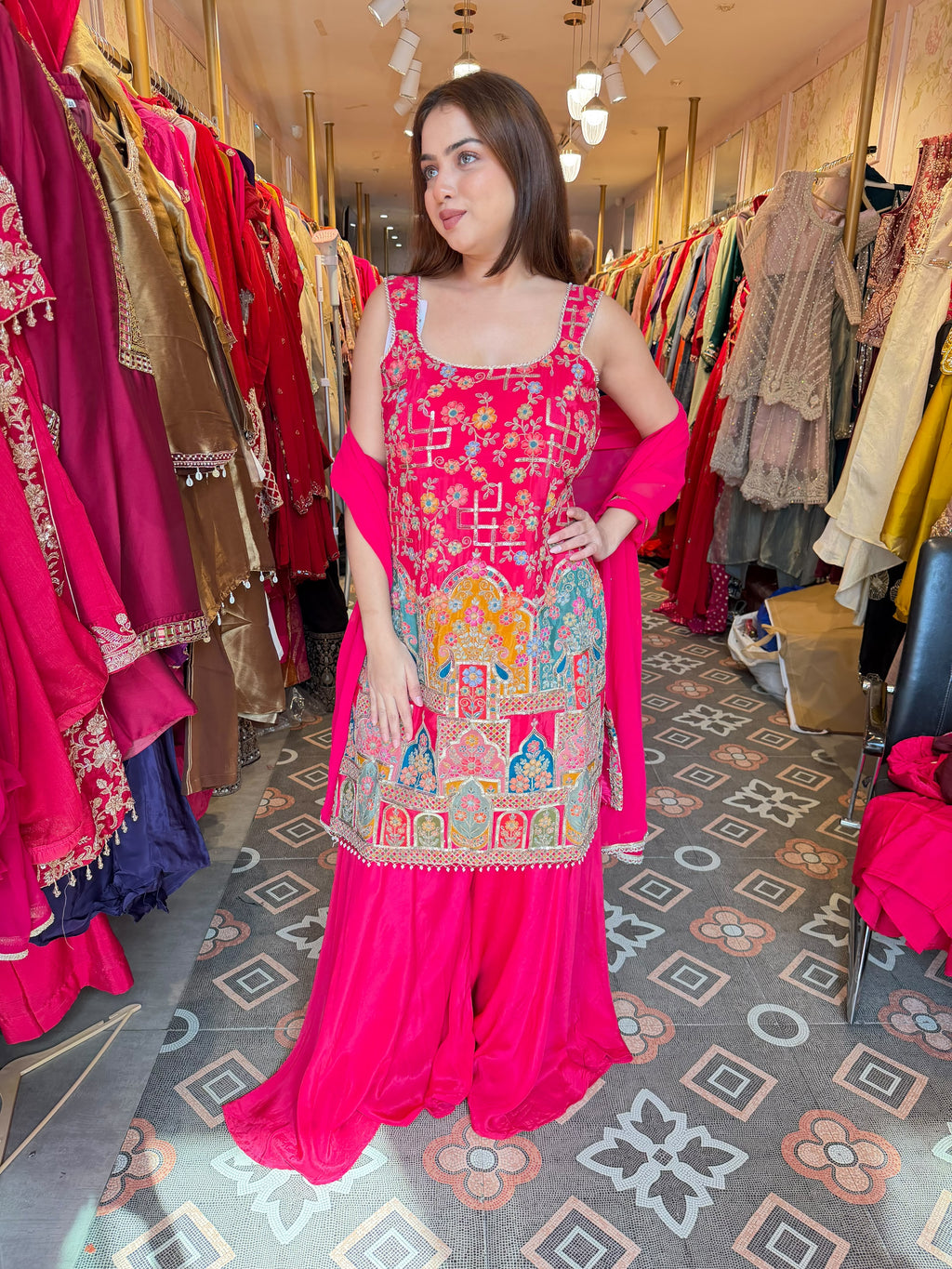 Traditional Multicolour Embroidered Patiala Suit
