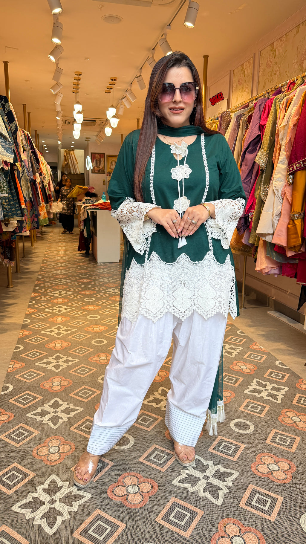 Elegant Lace Embellished Kurta Set with Dupatta