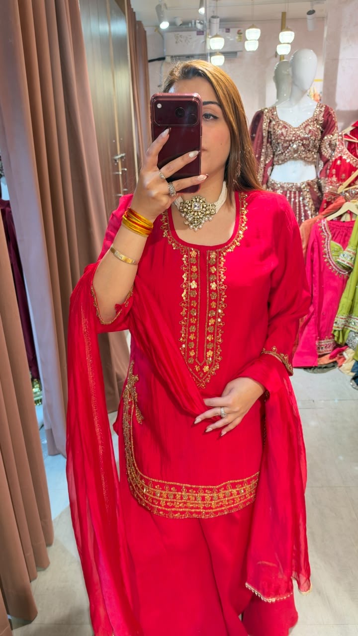 Embroidered Punjabi Sharara Suit