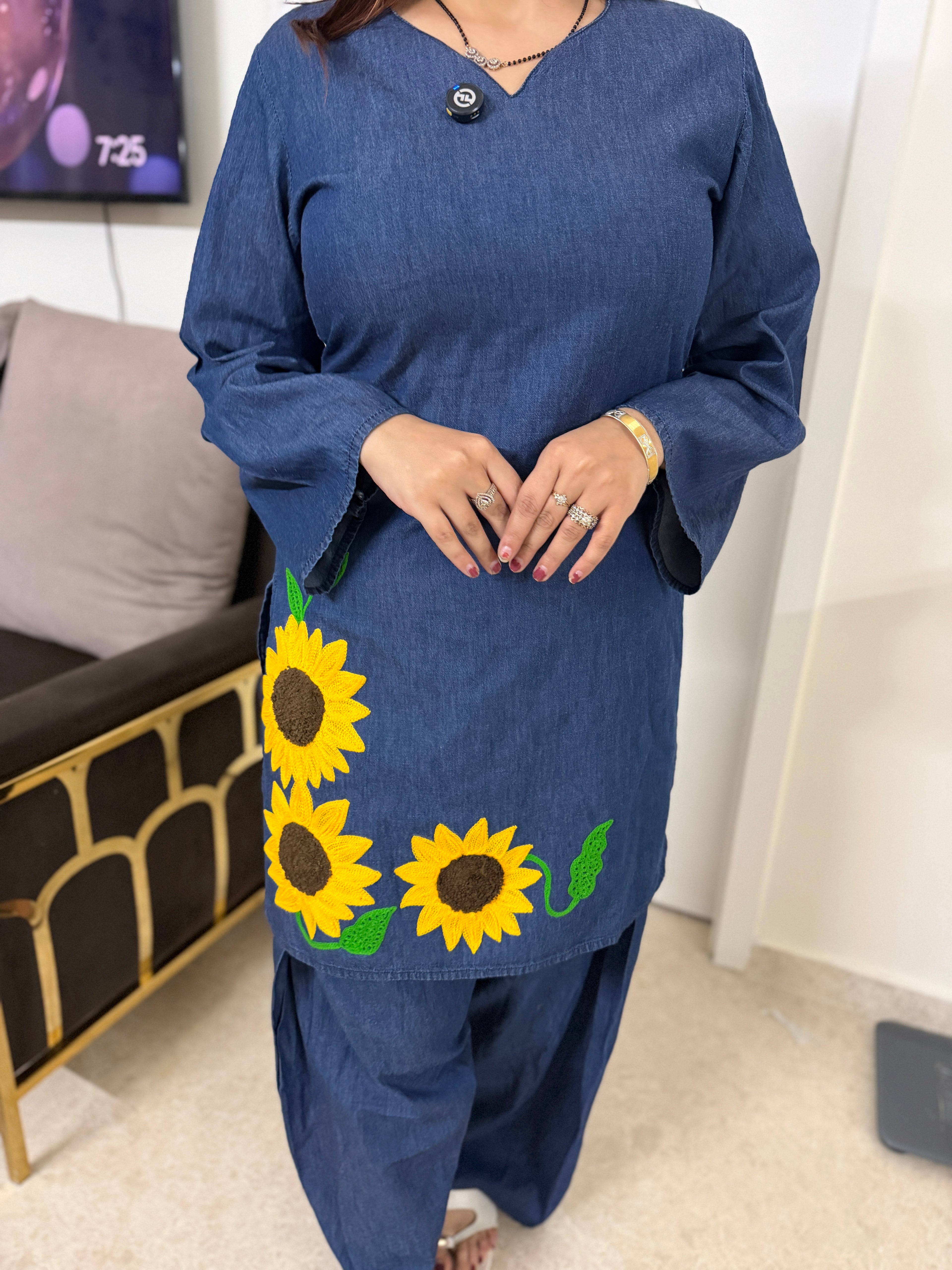 Sunny petals denim coord set