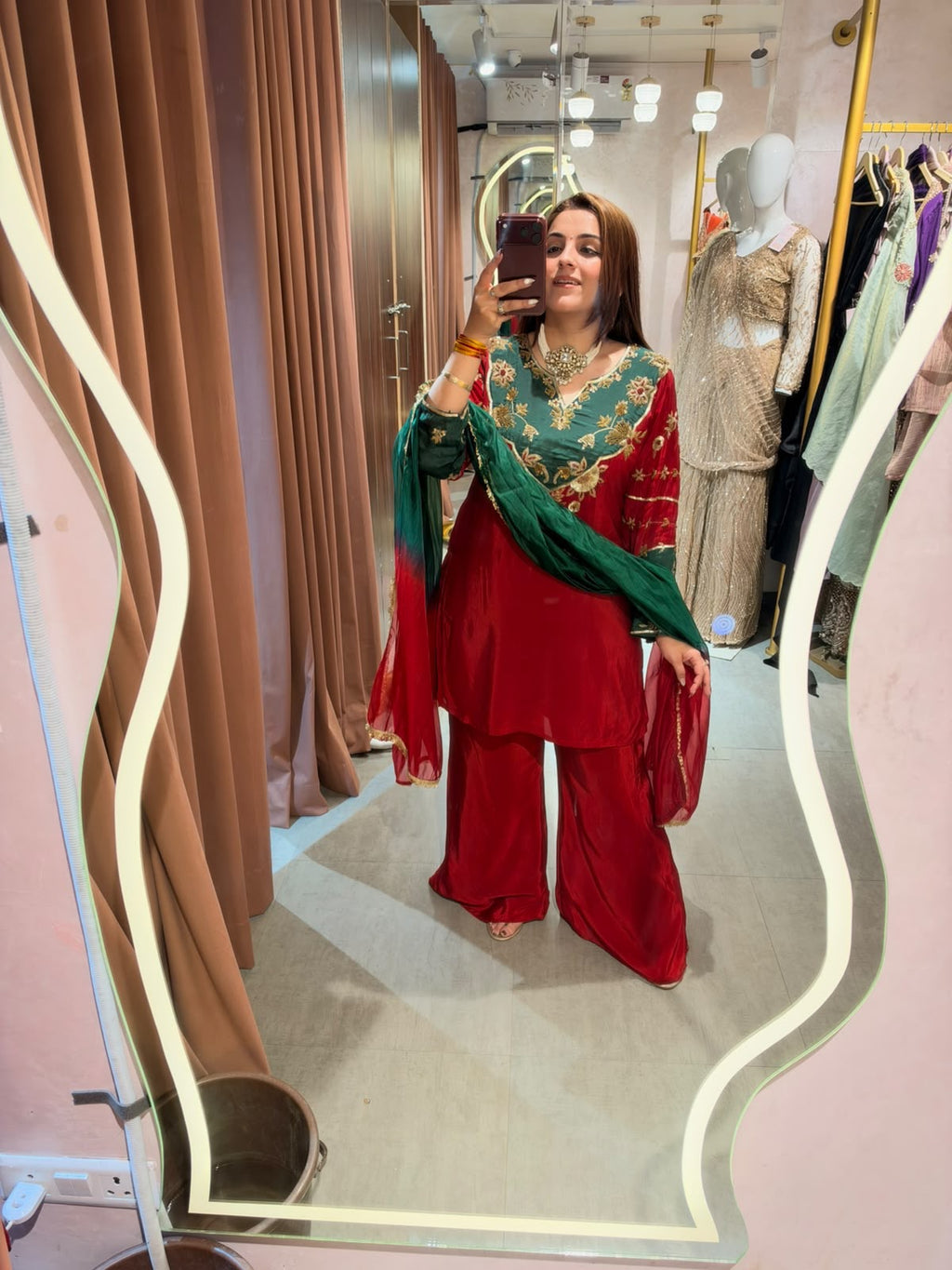 Embroidered Contrast Sharara Suit with Contrast Dupatta
