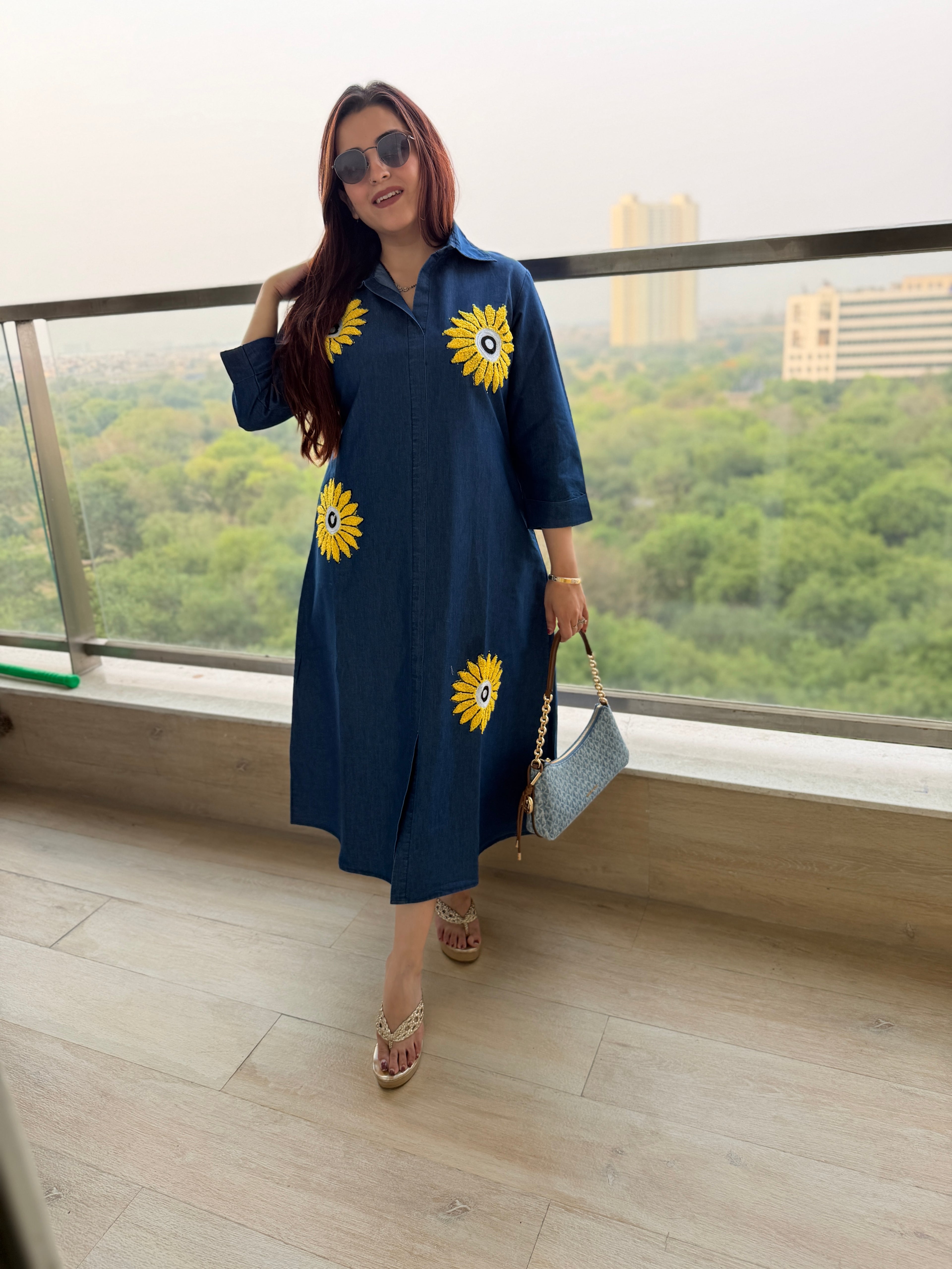 Denim sunflower dress