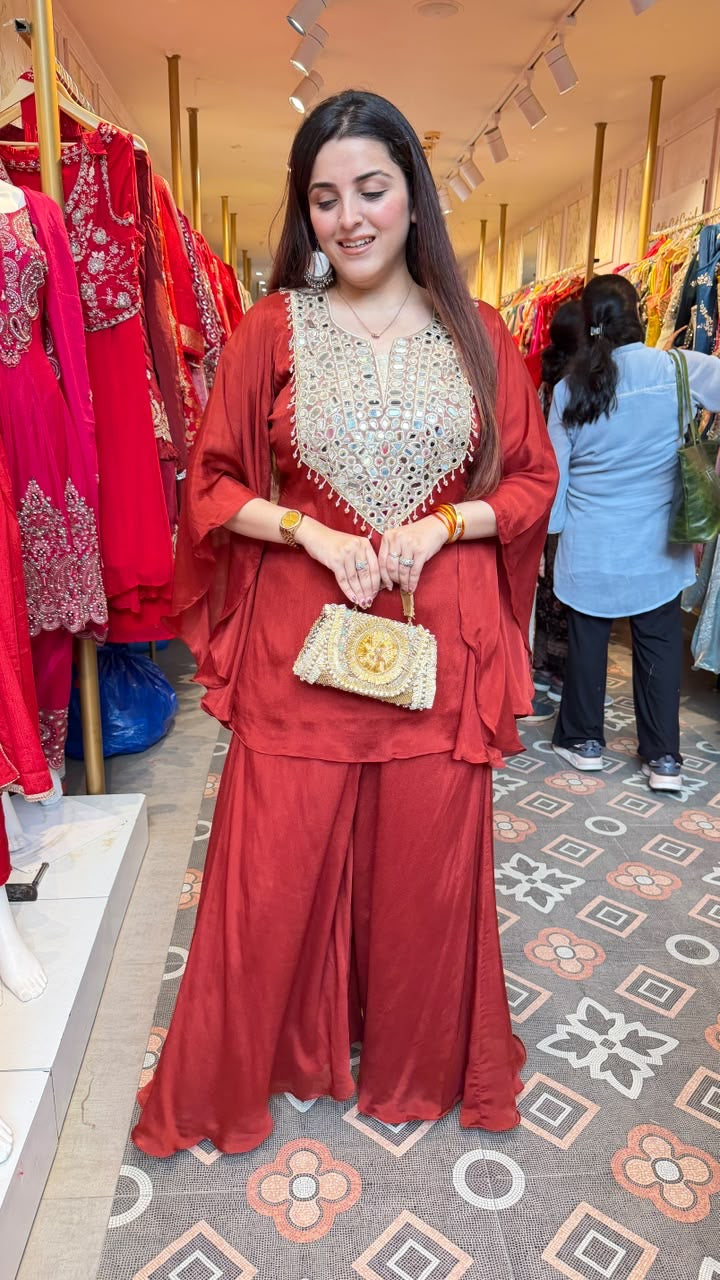 Mirror work Indo-Western Kaftan Co-ord Set