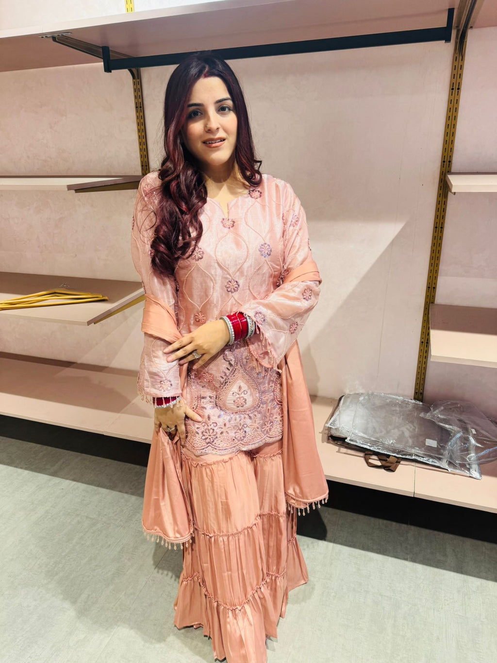 Nona Embroidered Kurti Sharara Set