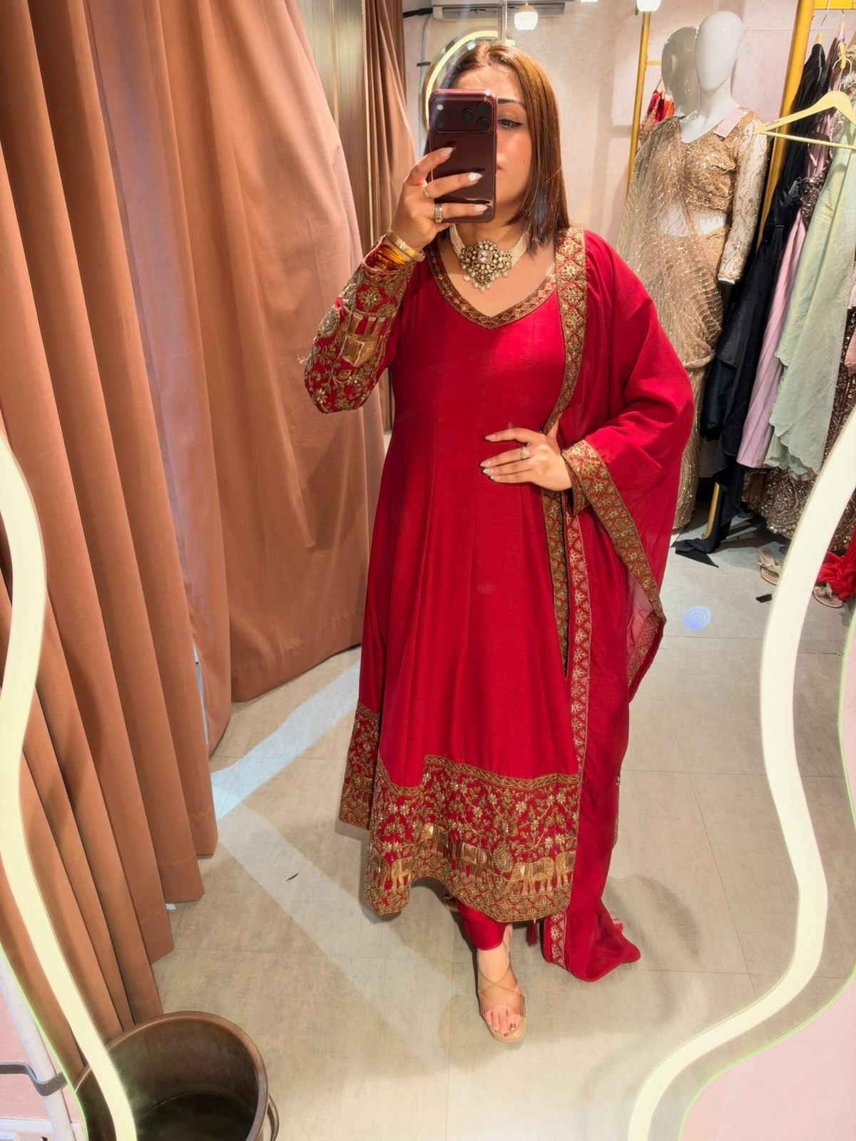 Traditional Anarkali Suit with Heavy Embroidered Border