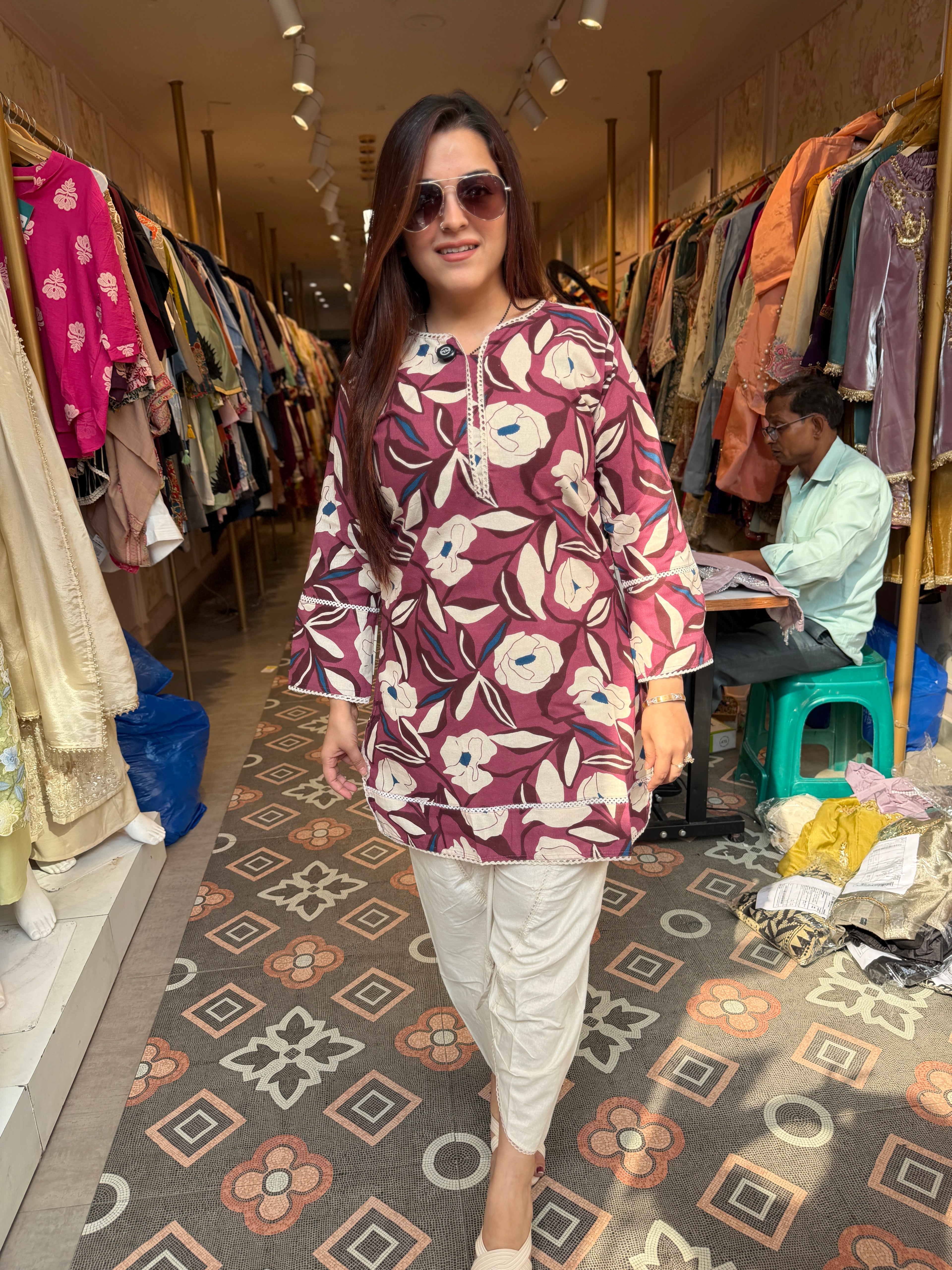 Berry bloom floral tulip pants set