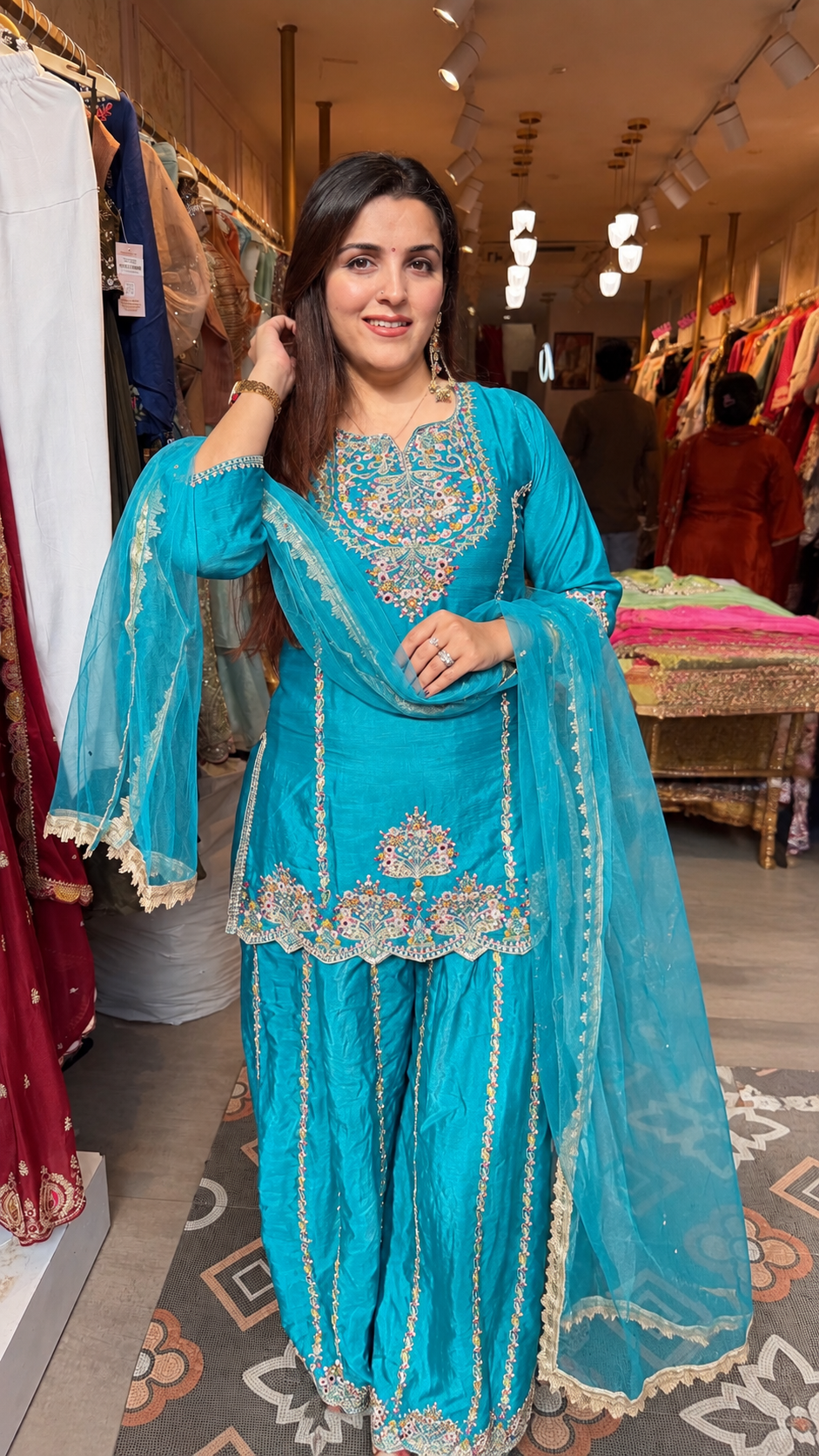 Multy colour Embroidered Sharara Pakistani-Style Festive Suit