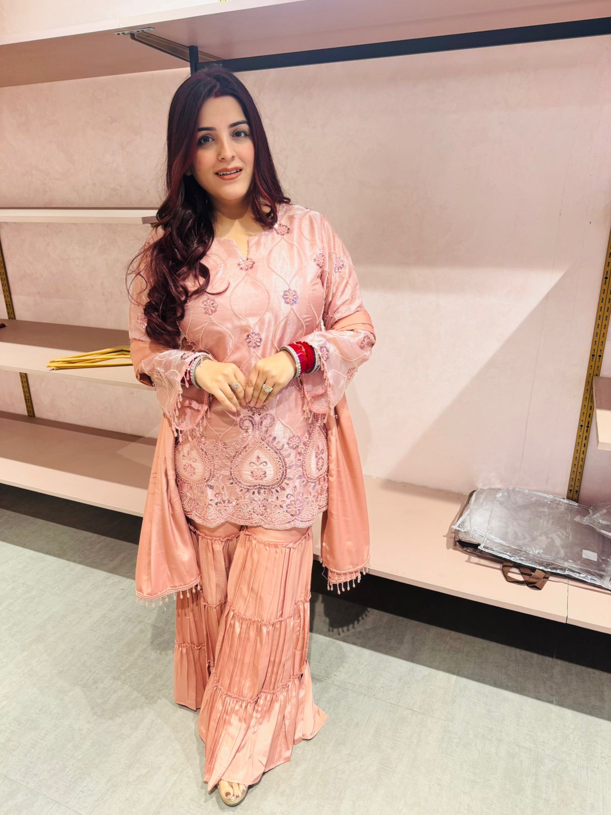 Nona Embroidered Kurti Sharara Set