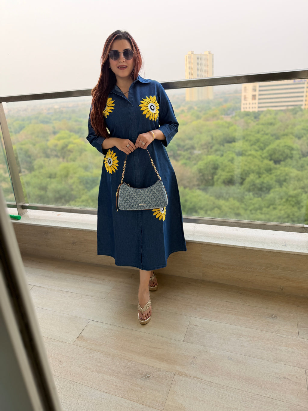 Denim sunflower dress