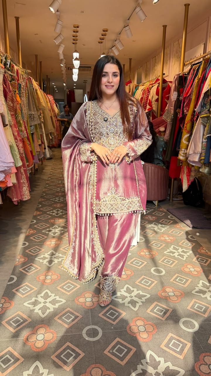 Embroidered Punjabi Suit with Patiala Pants & Dupatta