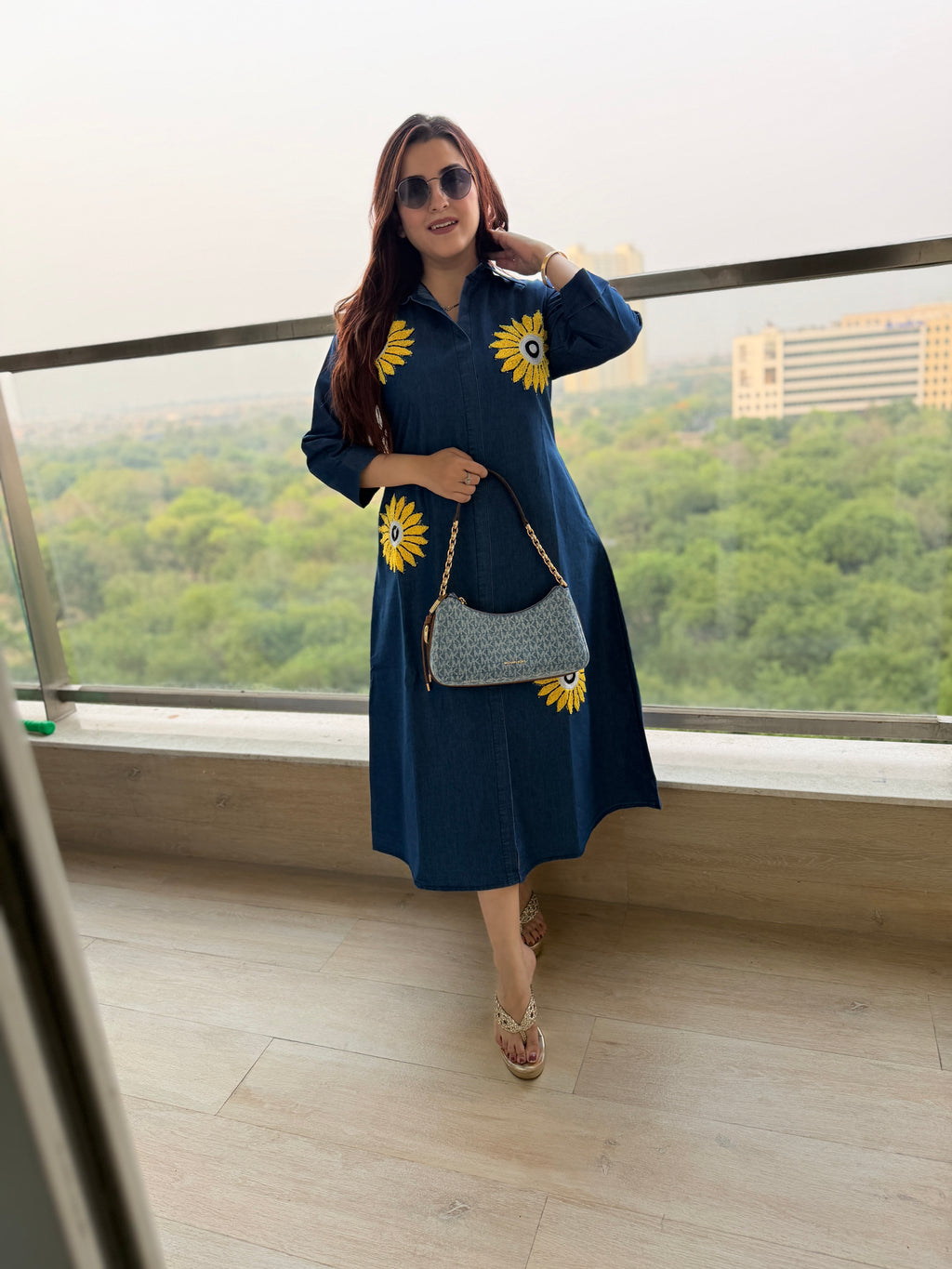Denim sunflower dress