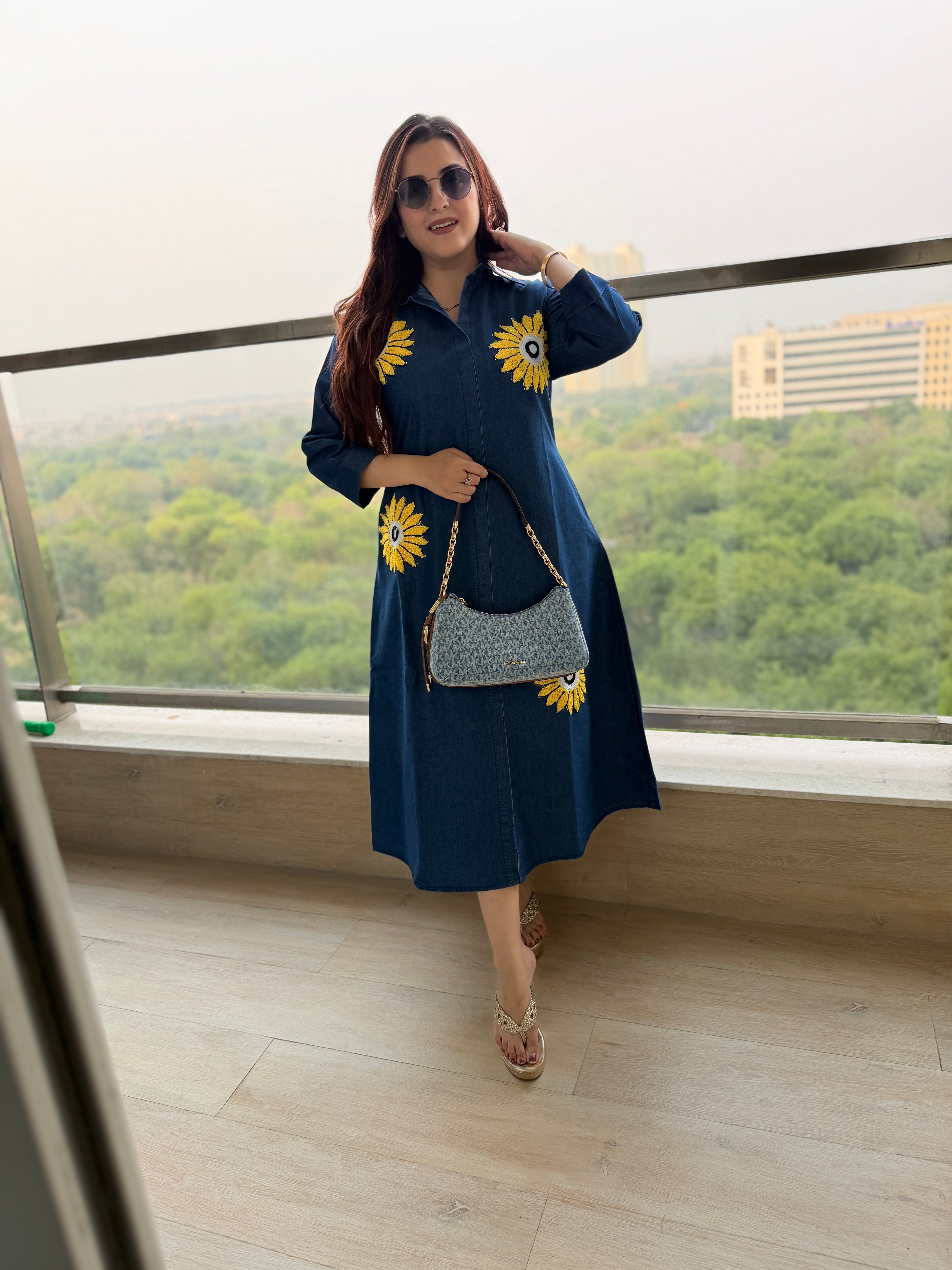 Denim sunflower dress
