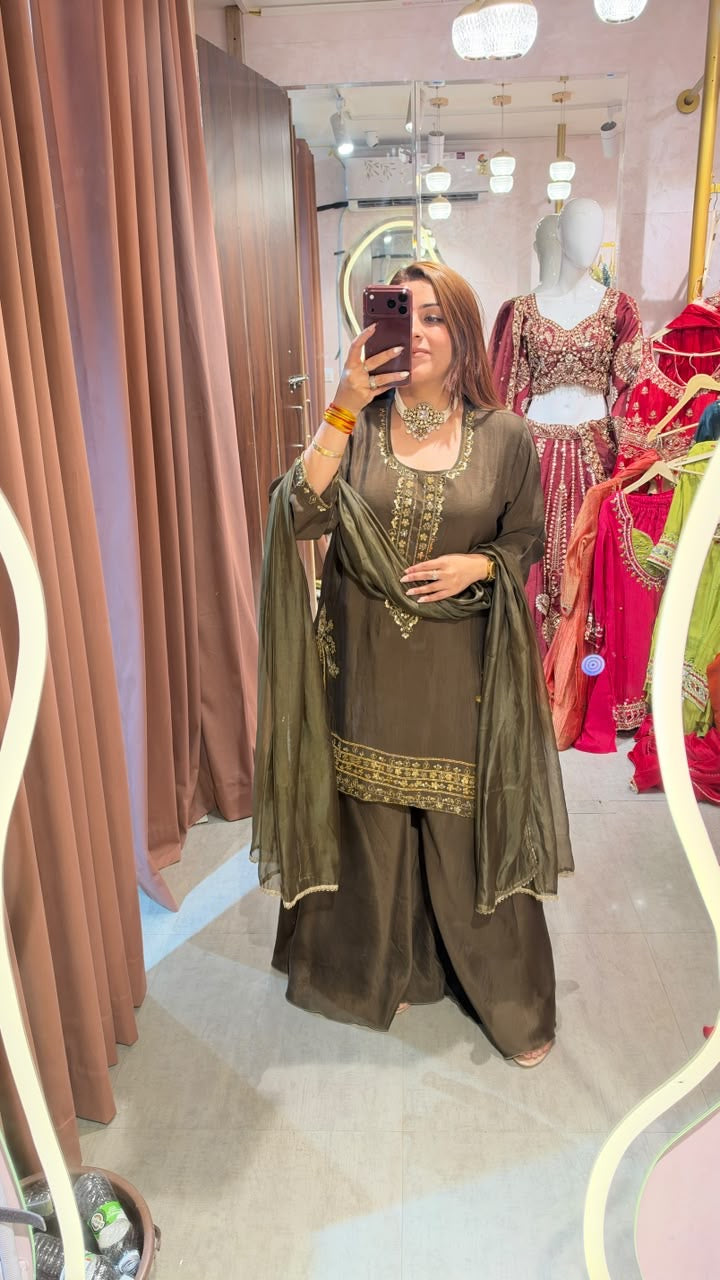 Embroidered Punjabi Sharara Suit