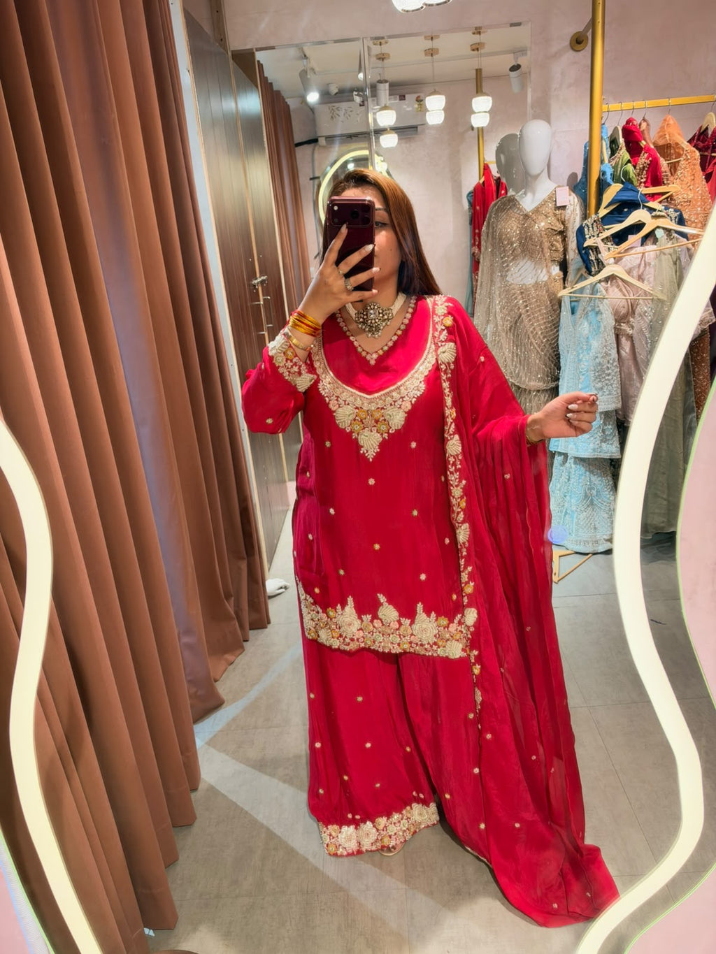 Traditional Embroidered Palazzo Suit with Dupatta