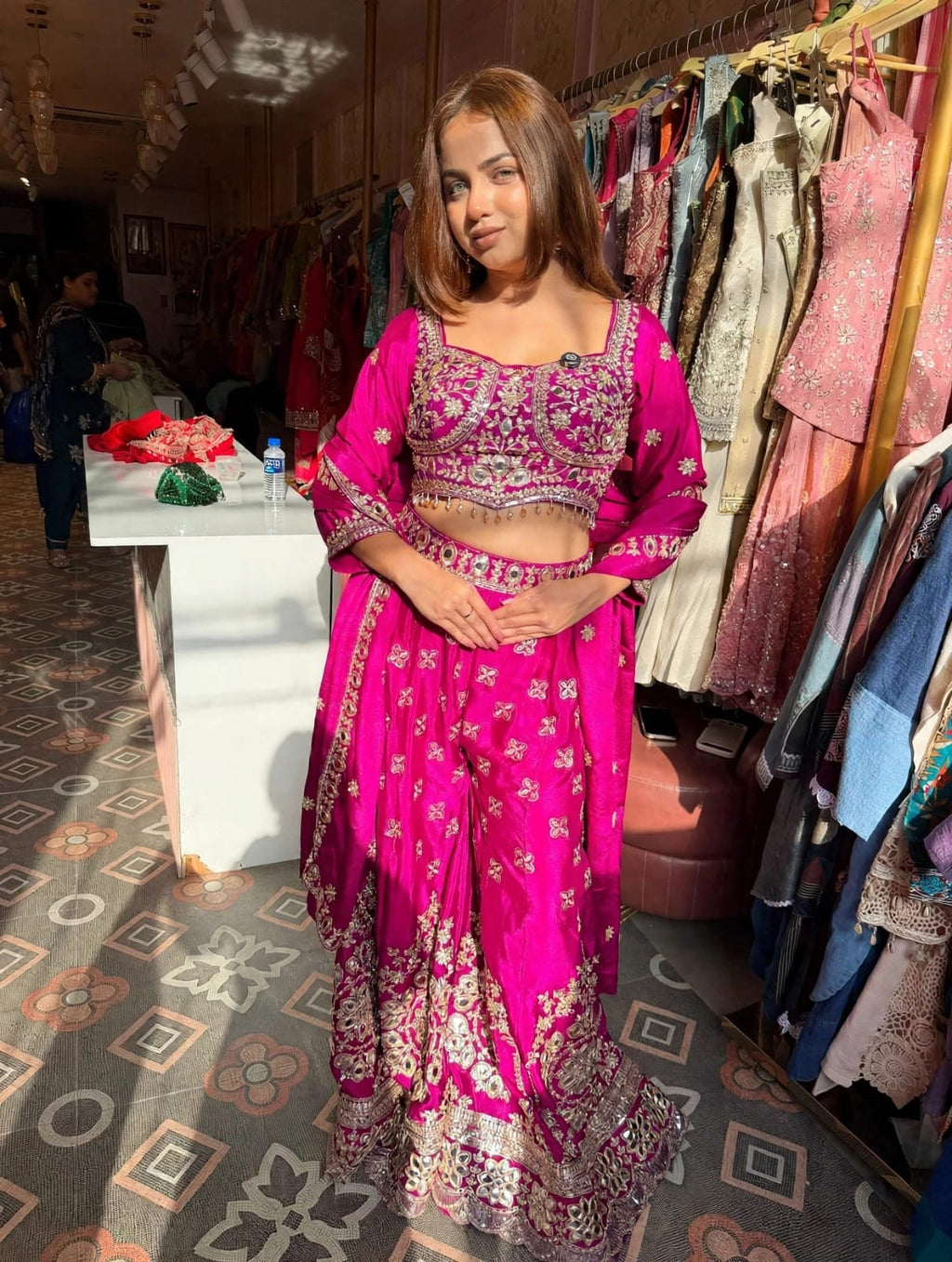embroidered Blouse Indo-Western Gharara / Sharara Set