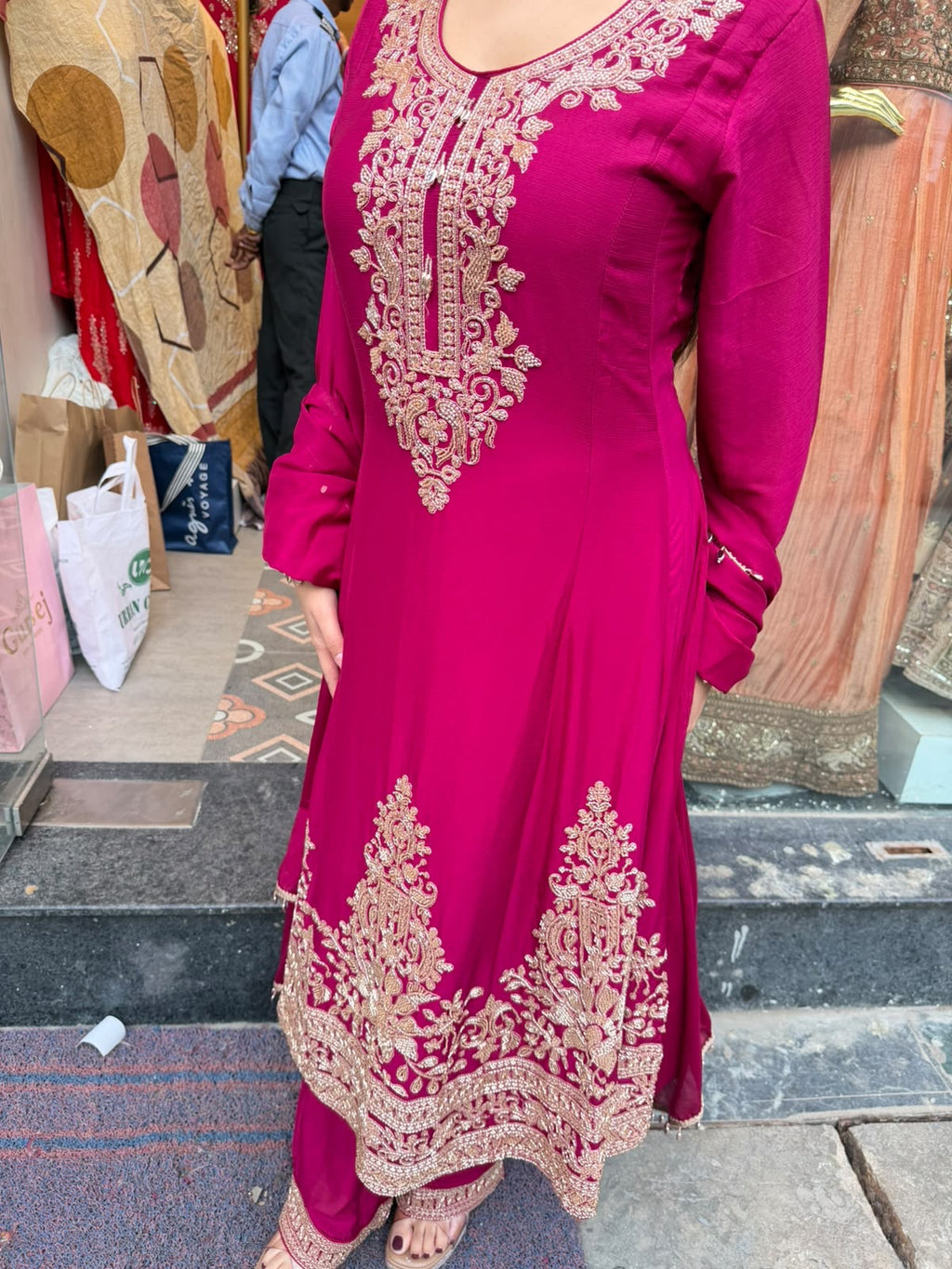 Royal Magenta Embroidered Anarkali Suit