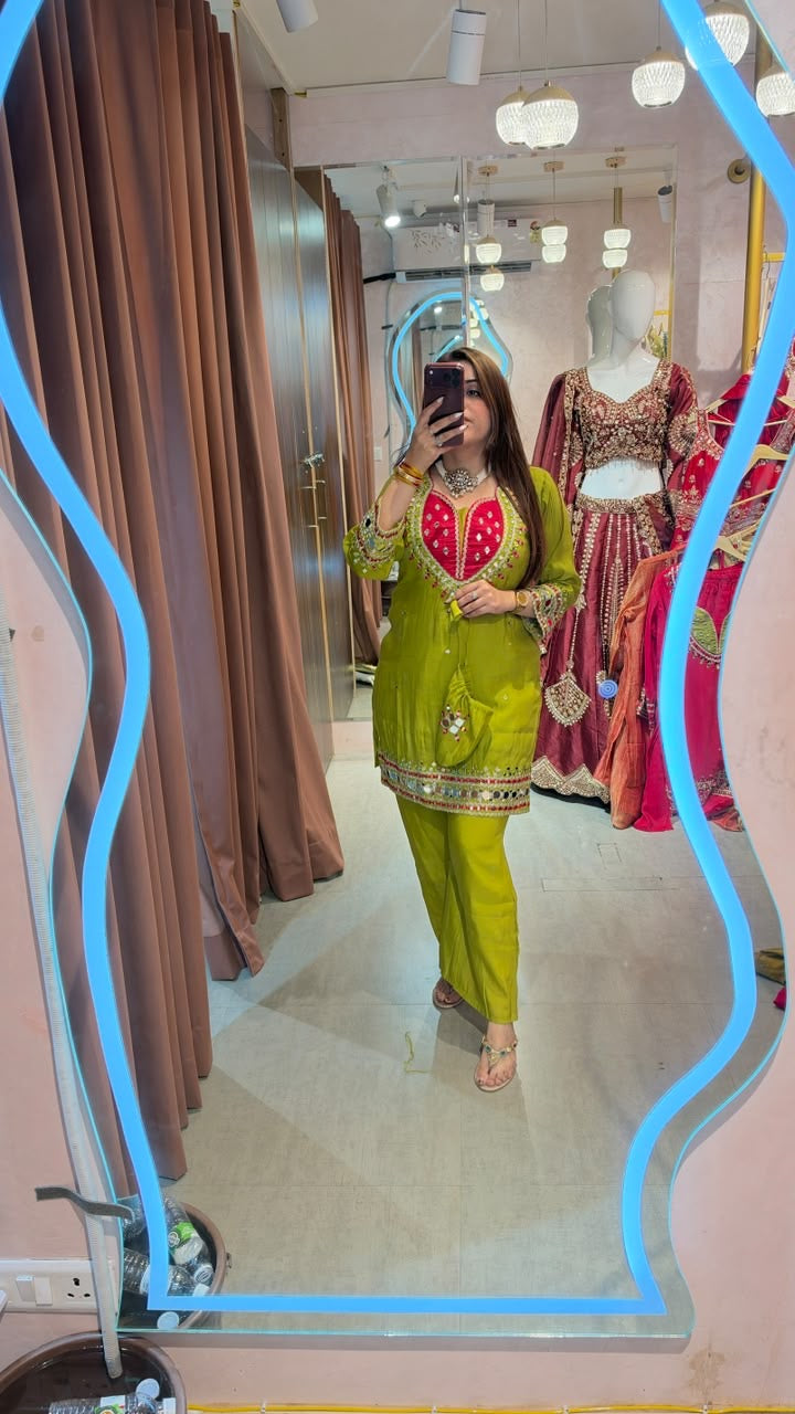 Mirror-Work Festive Kurta Set