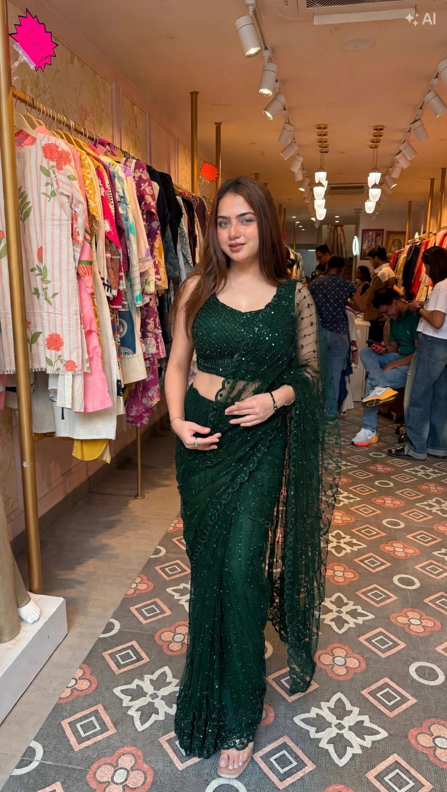 Sequin Glamour Mermaid-style drape Saree