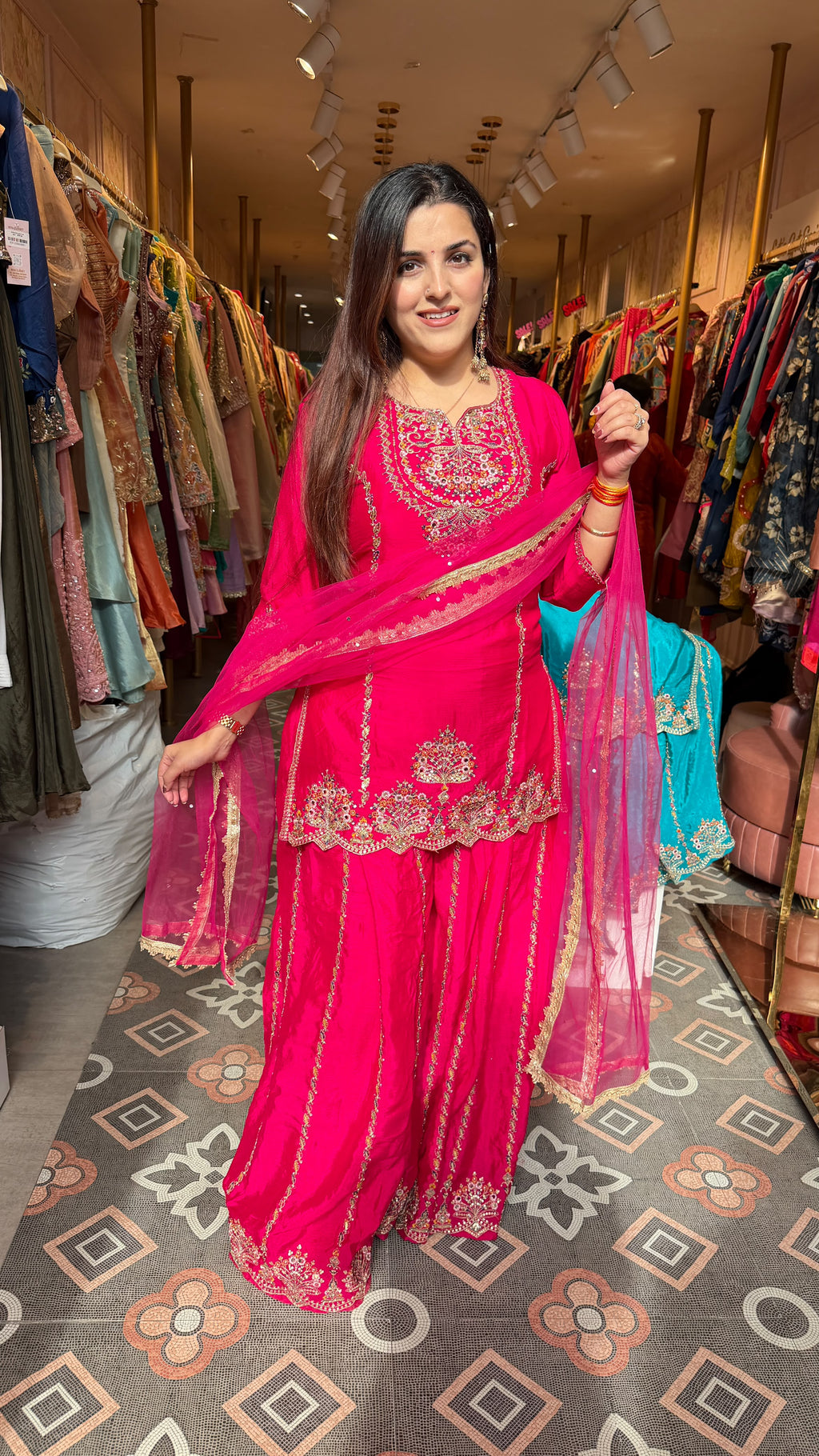 Multy colour Embroidered Sharara Pakistani-Style Festive Suit