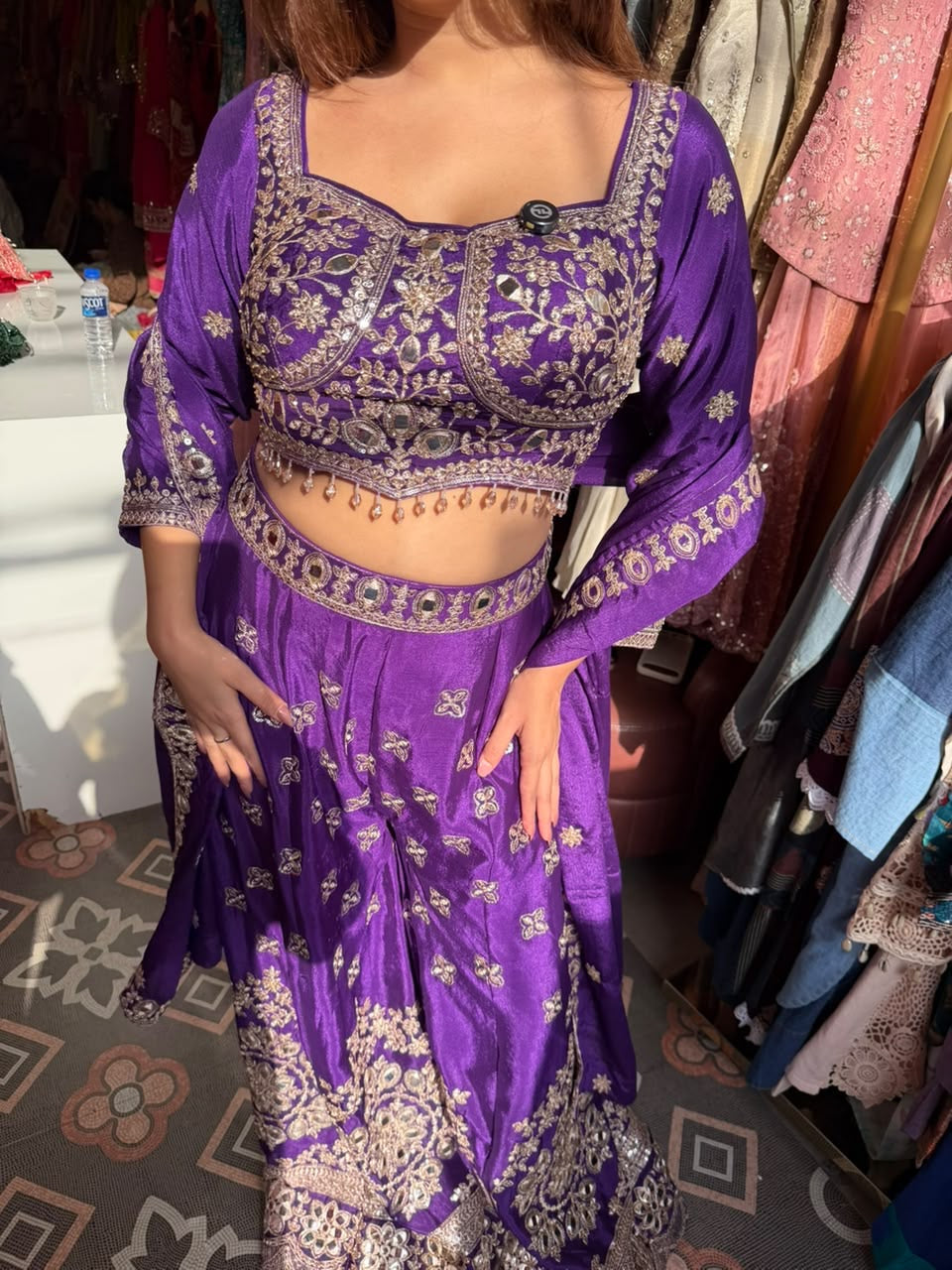 embroidered Blouse Indo-Western Gharara / Sharara Set