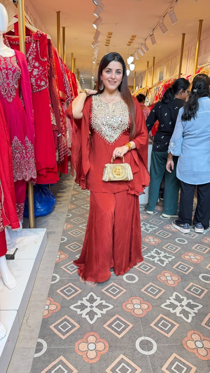 Mirror work Indo-Western Kaftan Co-ord Set