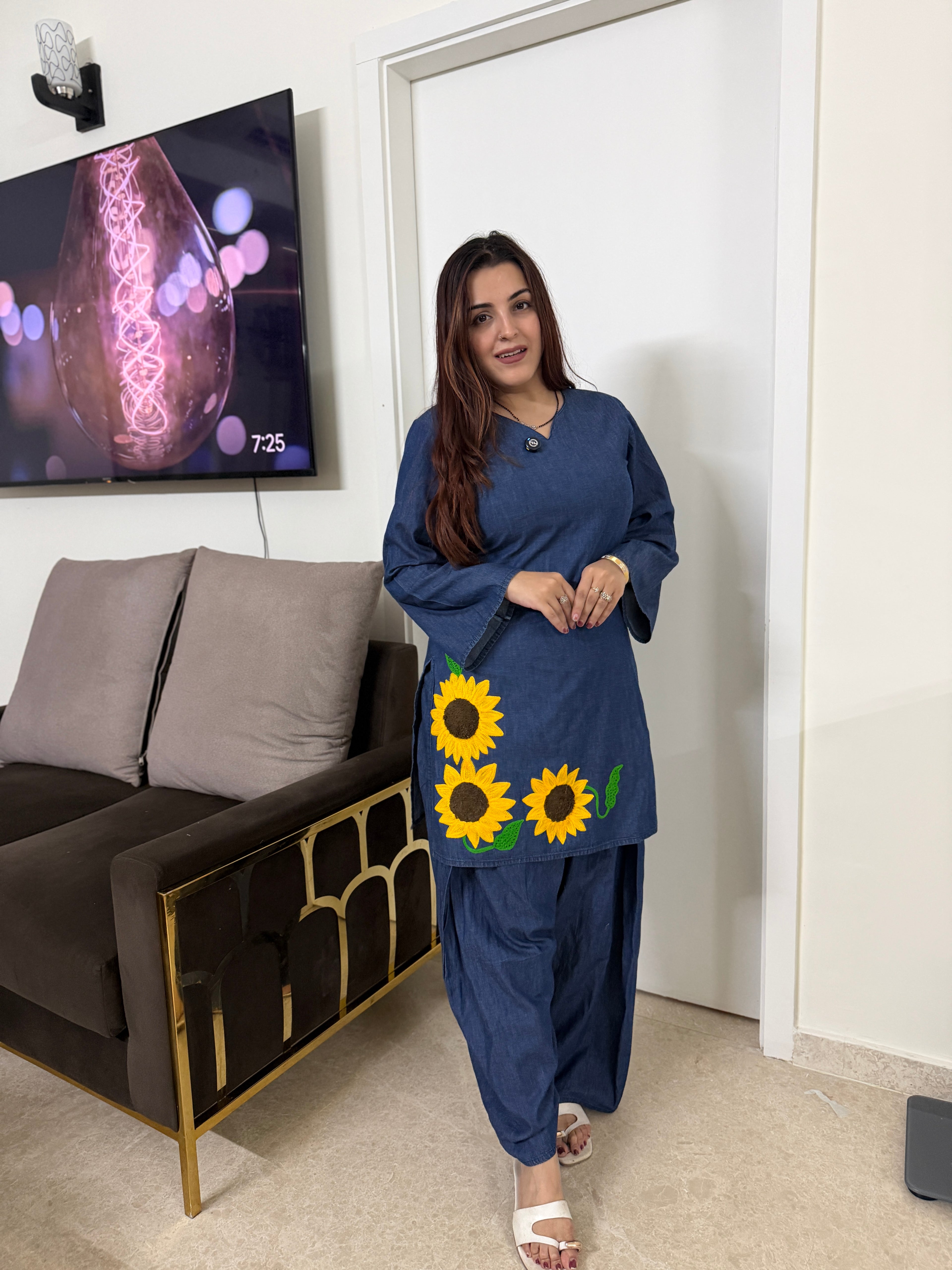 Sunny petals denim coord set