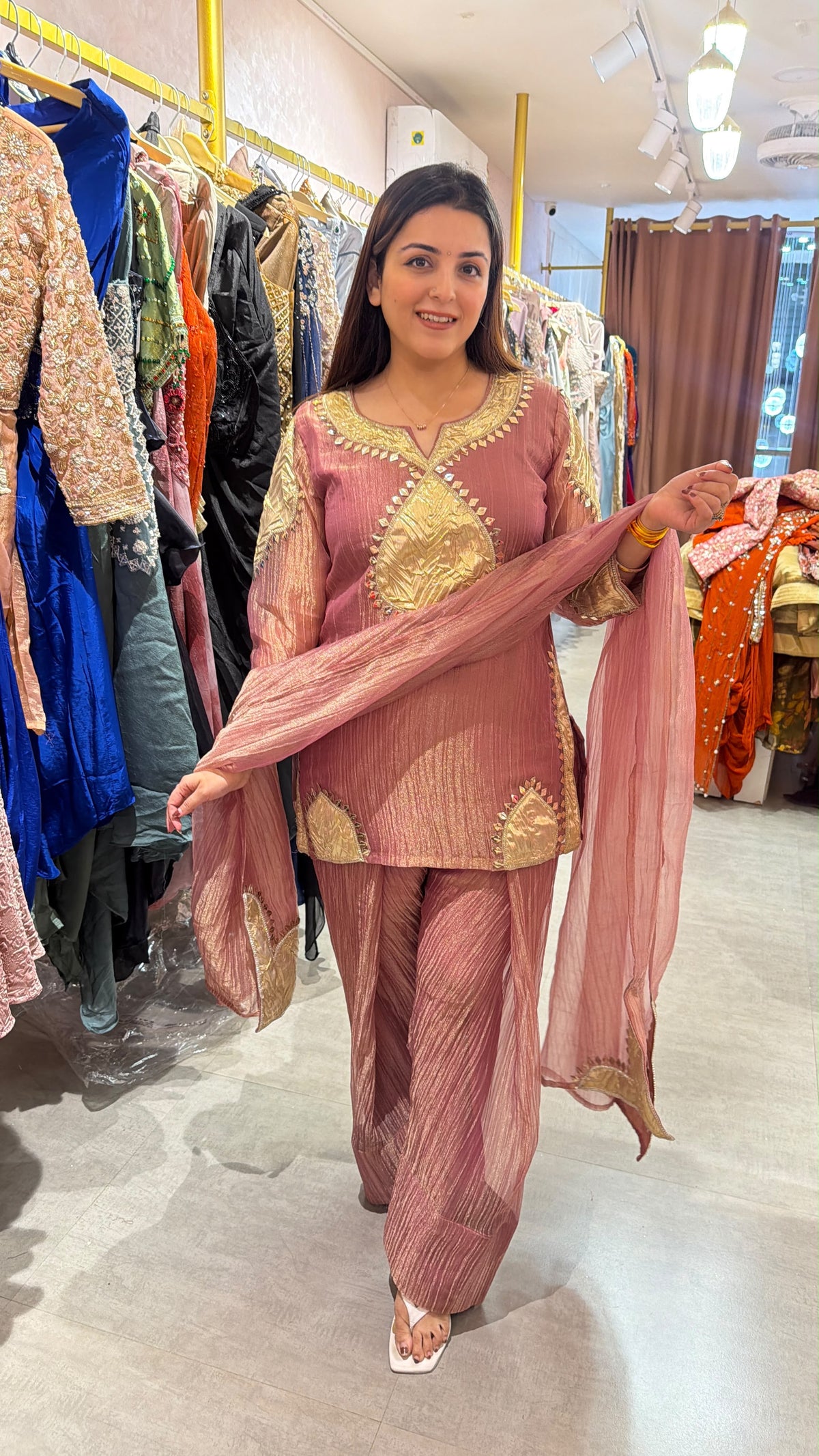Gota Patti work Kurta–Pant Set with Dupatta