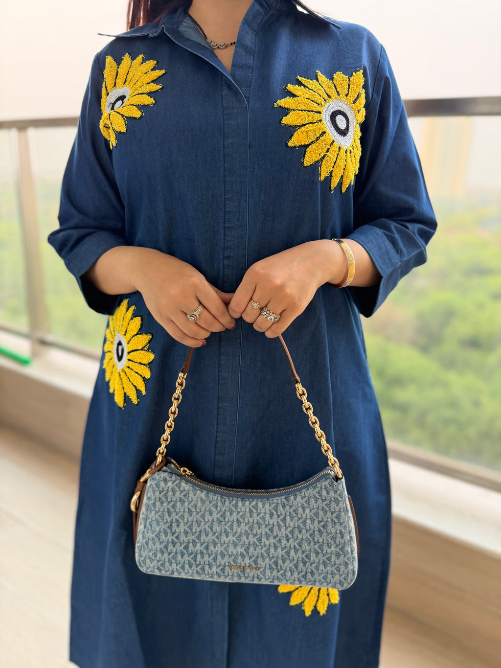 Denim sunflower dress