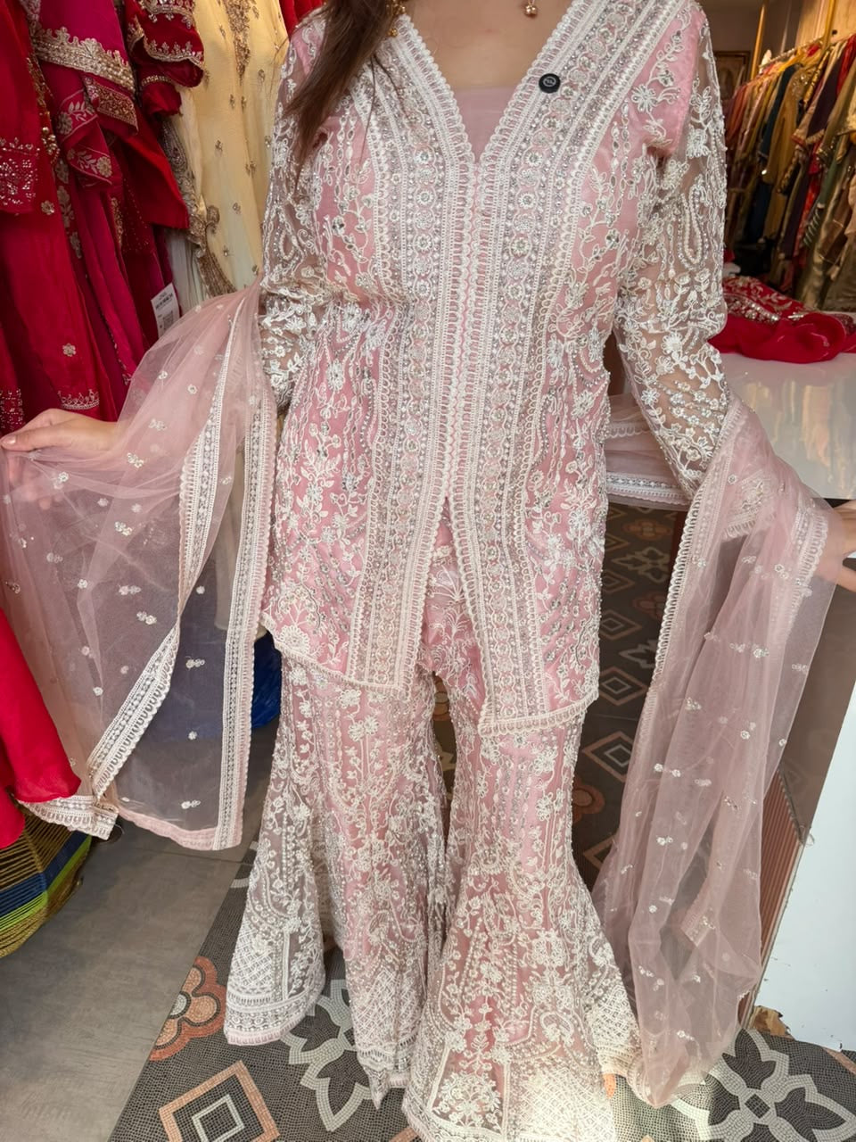 Traditional Pakistani- Embroidered Sharara Suit