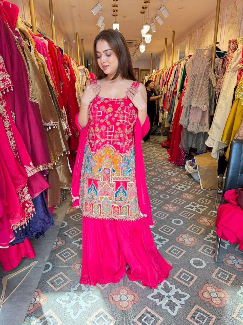 Traditional Multicolour Embroidered Patiala Suit