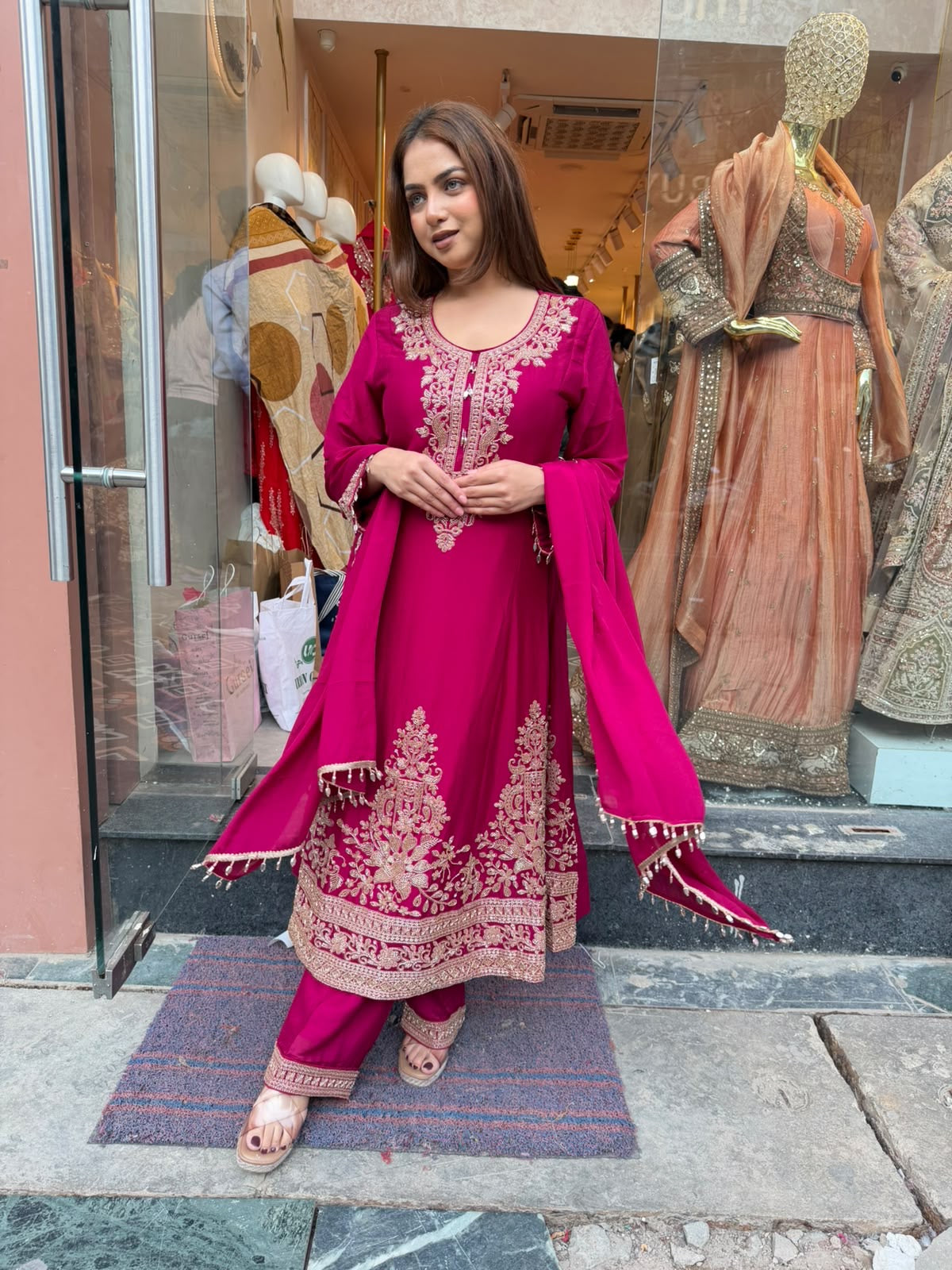 Royal Magenta Embroidered Anarkali Suit