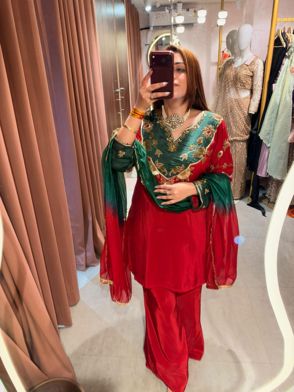 Embroidered Contrast Sharara Suit with Contrast Dupatta