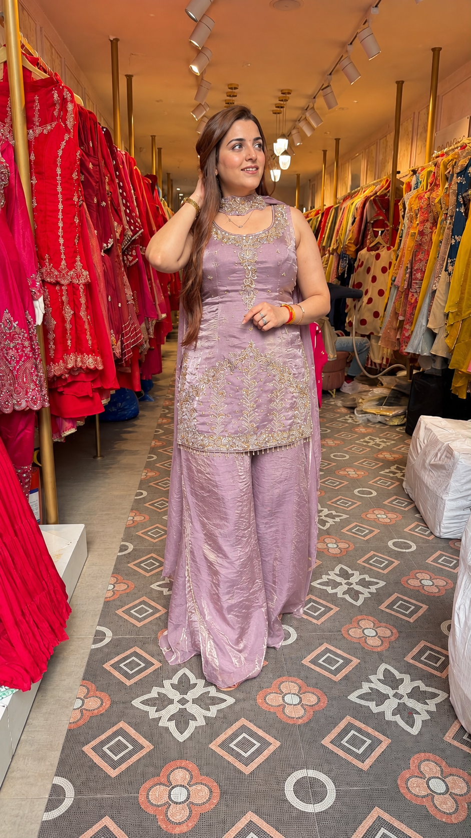 Contemporary sharara-style bottom Suit