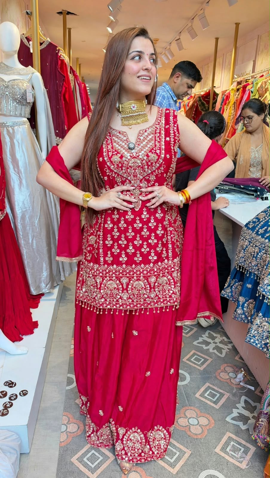 Designer Embroidered Sharara Suit Set