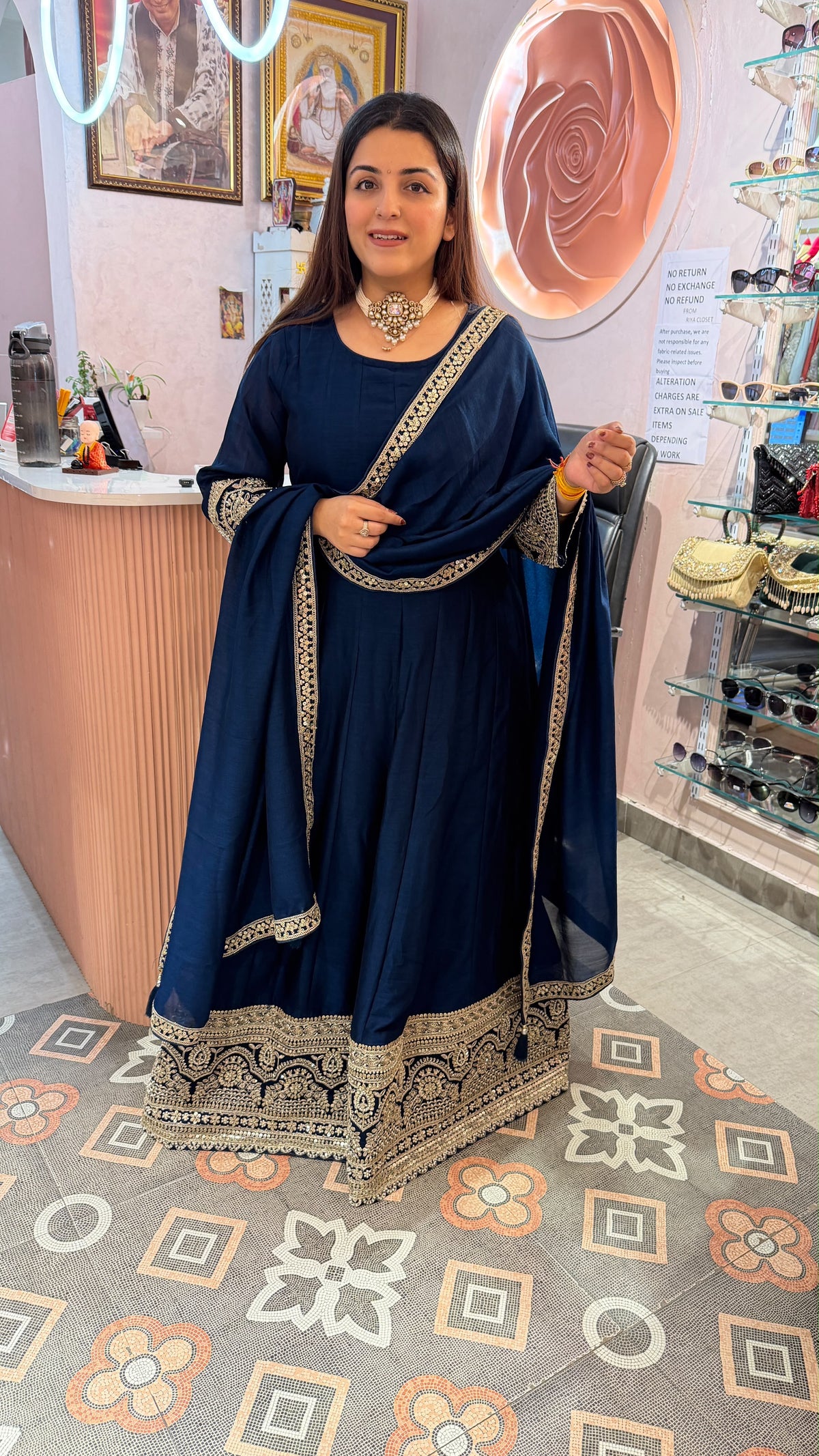 Floor-Length Anarkali Suit with Heavy Zari Border