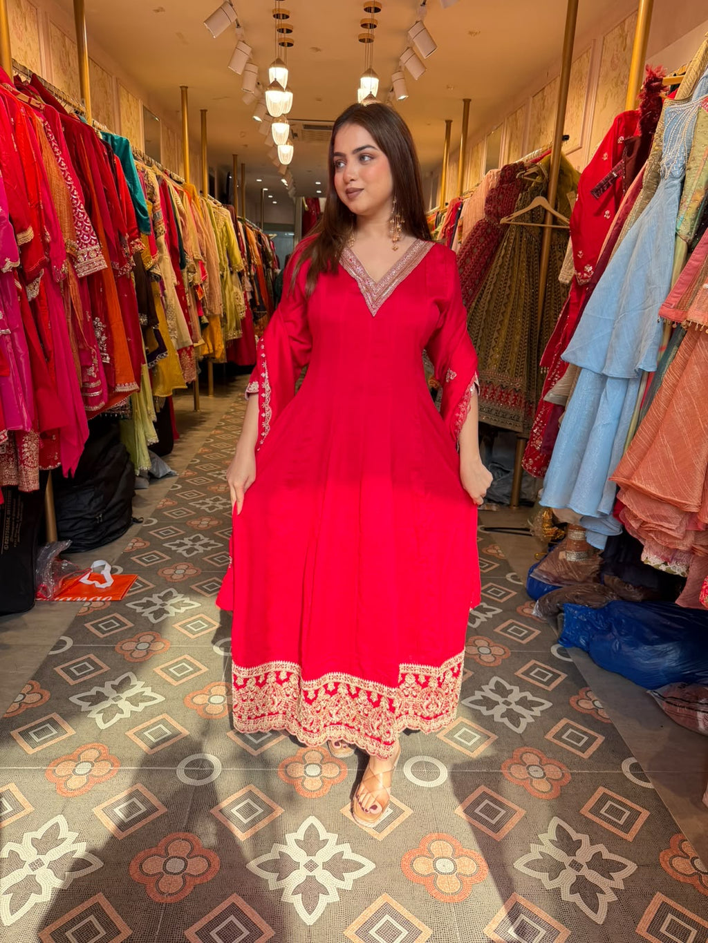 Rani Pink Embroidered Anarkali Suit with Dupatta
