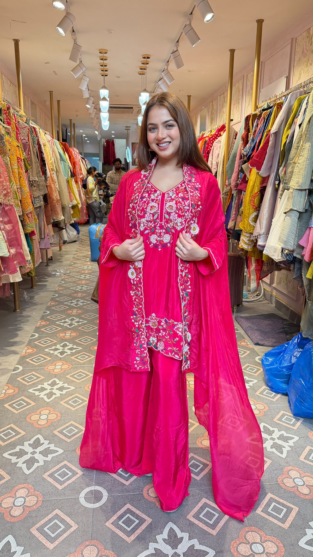 Embroidered Shrug-Style Kurta Sharara Suit