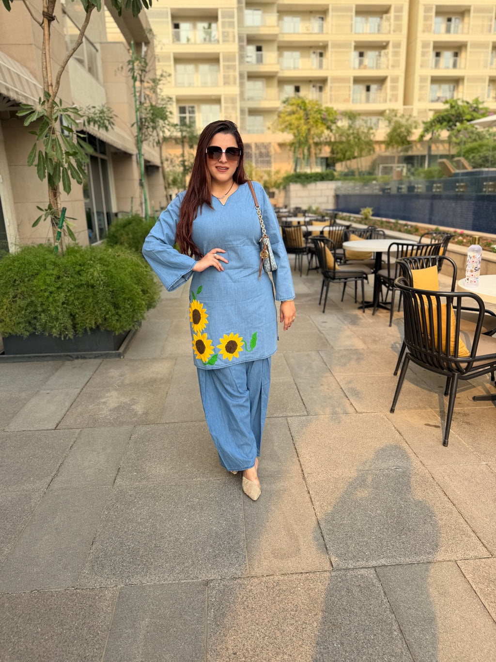 Sunny petals denim coord set