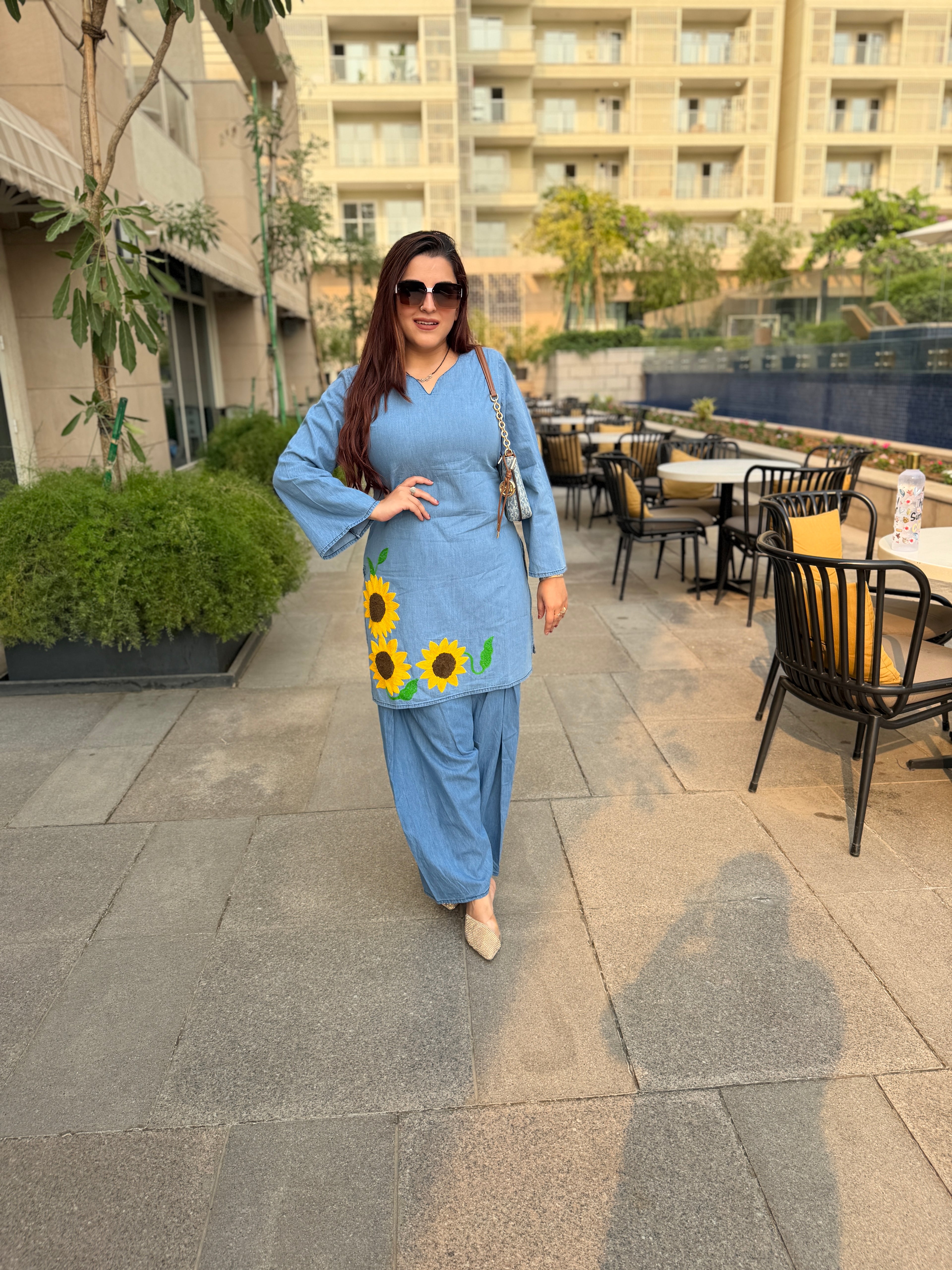 Sunny petals denim coord set
