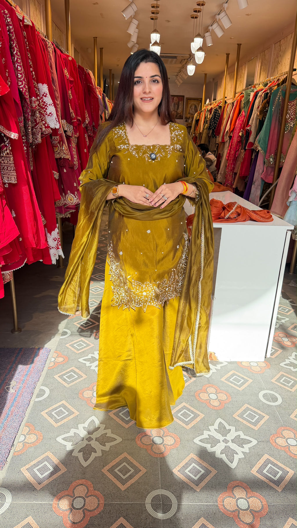 A-Line Kurta Set Sharara heavily flared with Dupatta