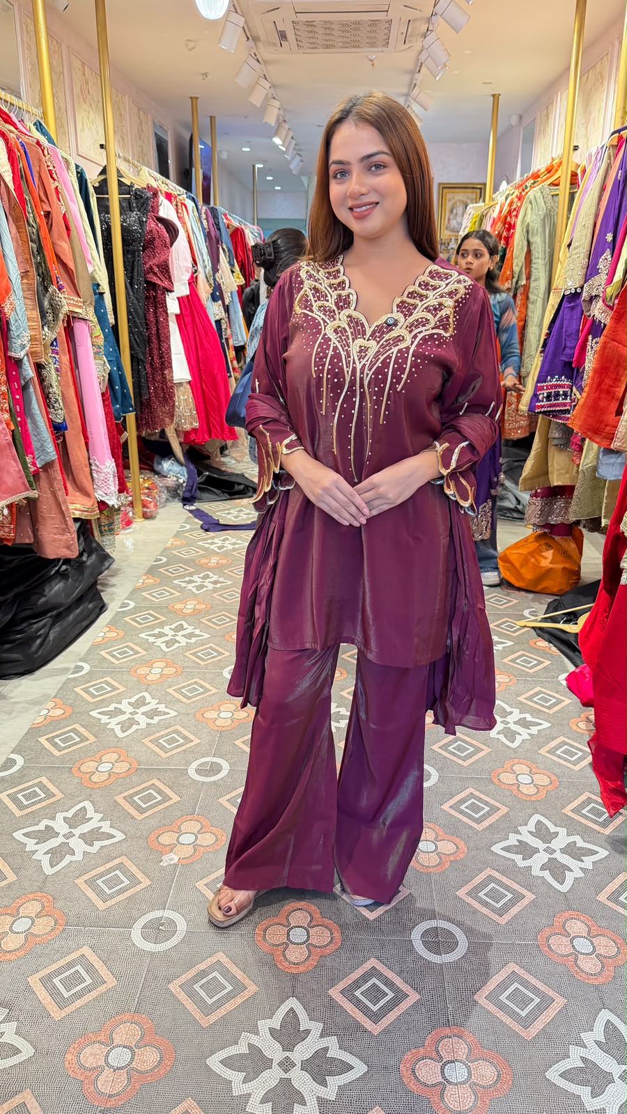 Elegant Embroidered Straight Kurta with Palazzo Set